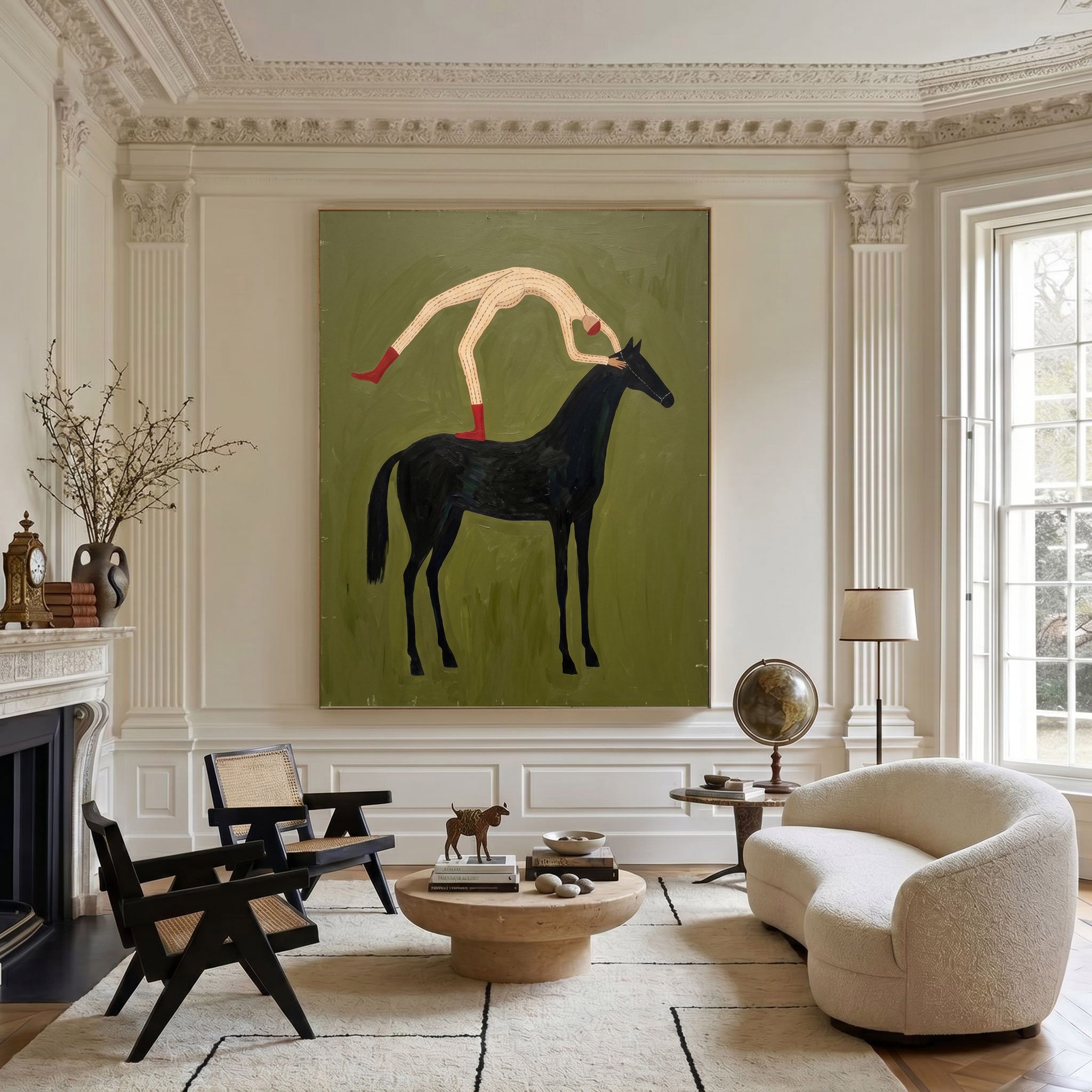 Large Cowboy Horse Wall Art Contemporary Western Oil Painting Hand Painted Artwork