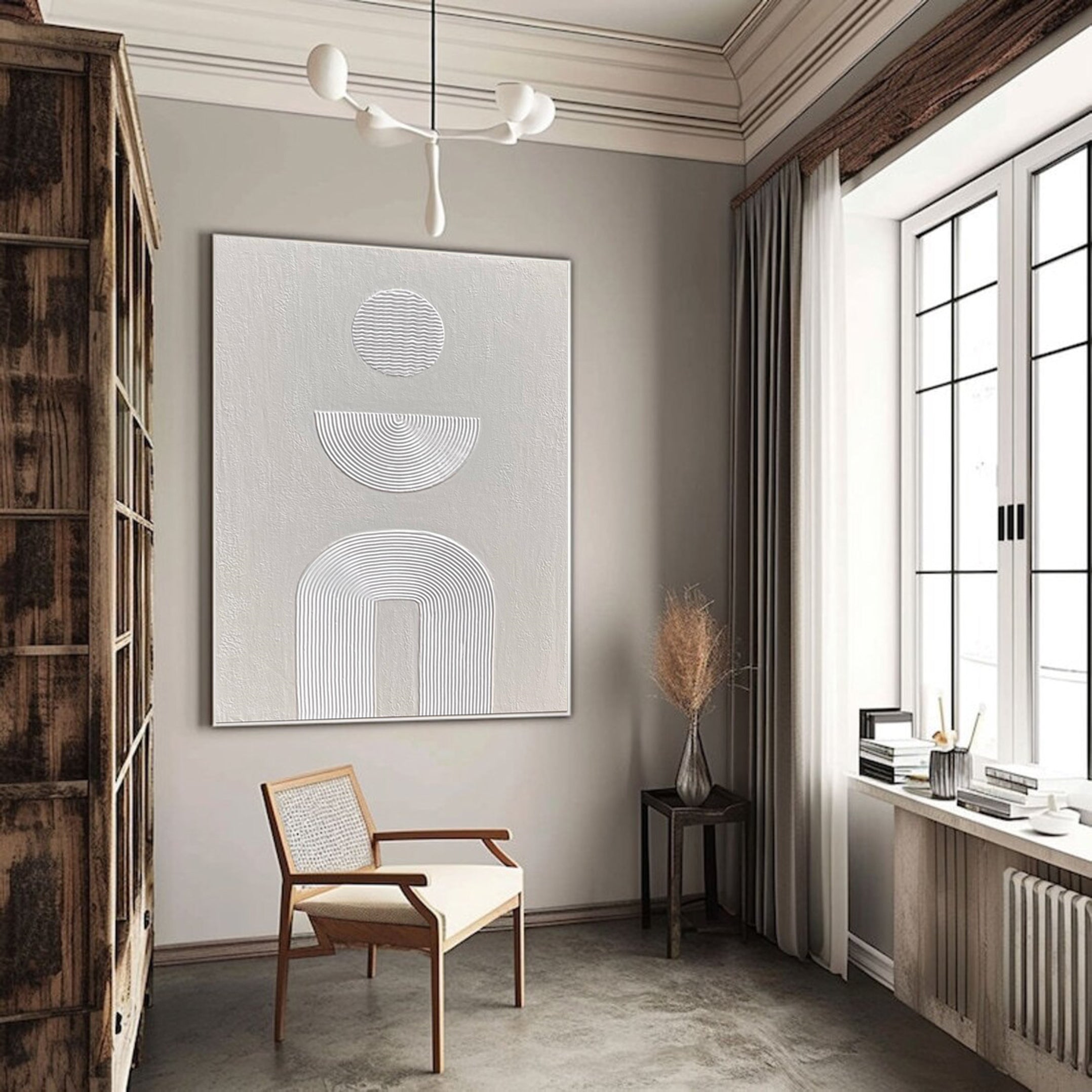 لوحة فنية هندسية أنيقة من القماش بتصميم بسيط للمنازل العصرية #MM005