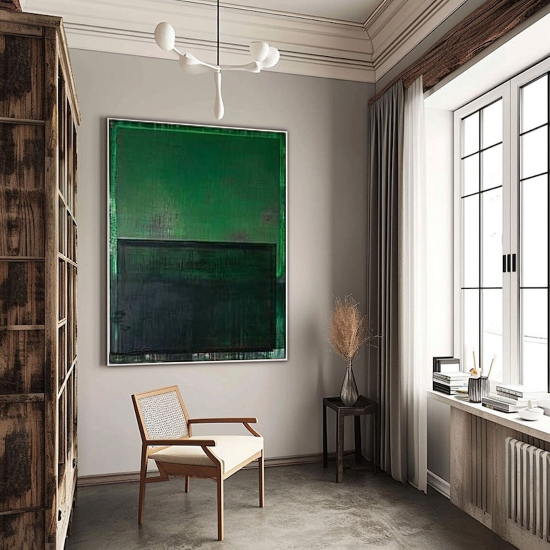 ديكور منزلي حديث بفن تجريدي أخضر نابض بالحياة #AB008