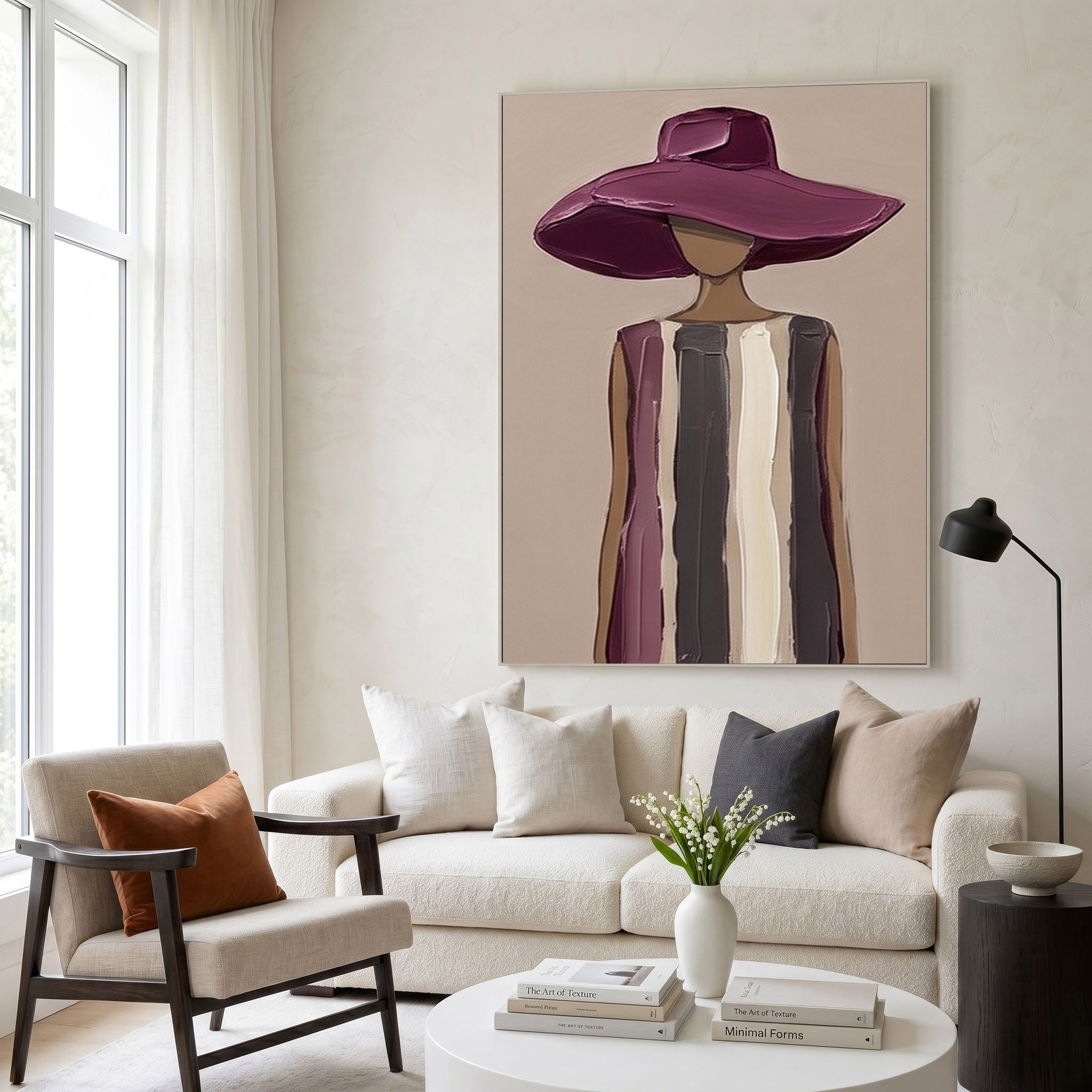 Large Modern Woman Portrait Wall Art Abstract Oil Painting Vintage Americana Art Cowgirl Cowboy Western Fashion Figure Contemporary Decor