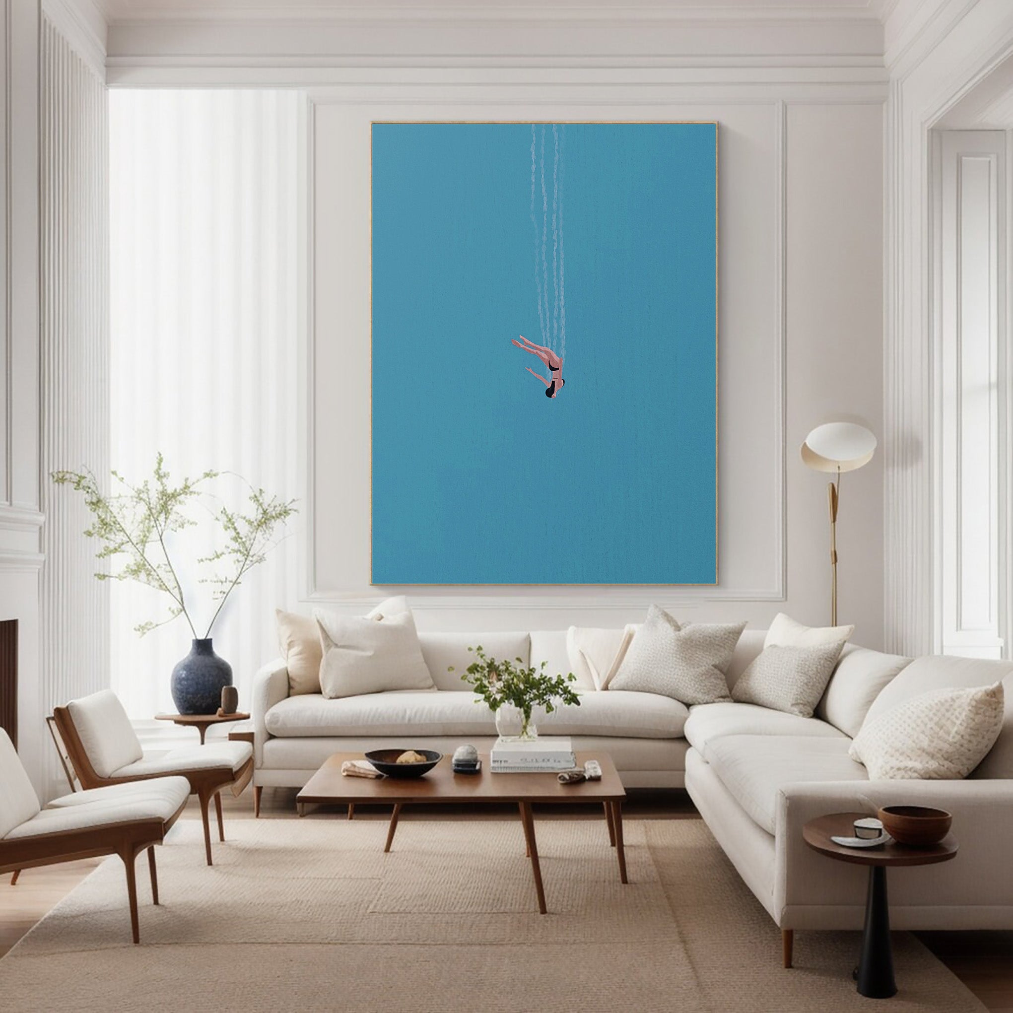 Abstract Swimmer Art Minimalist Coastal Wall Decor #AG 097