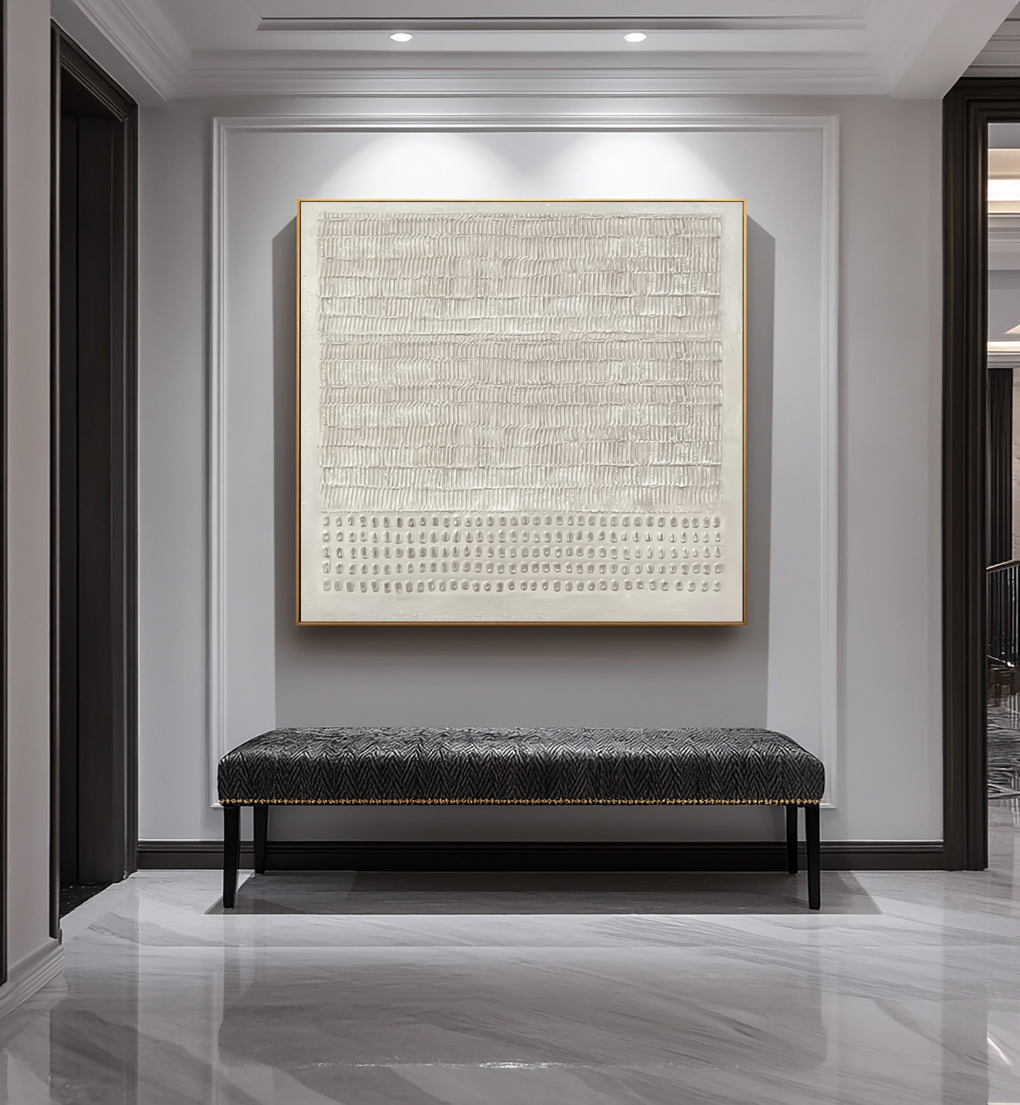 Large Contemporary White 3D Art - Hand-Painted Original #AG 027