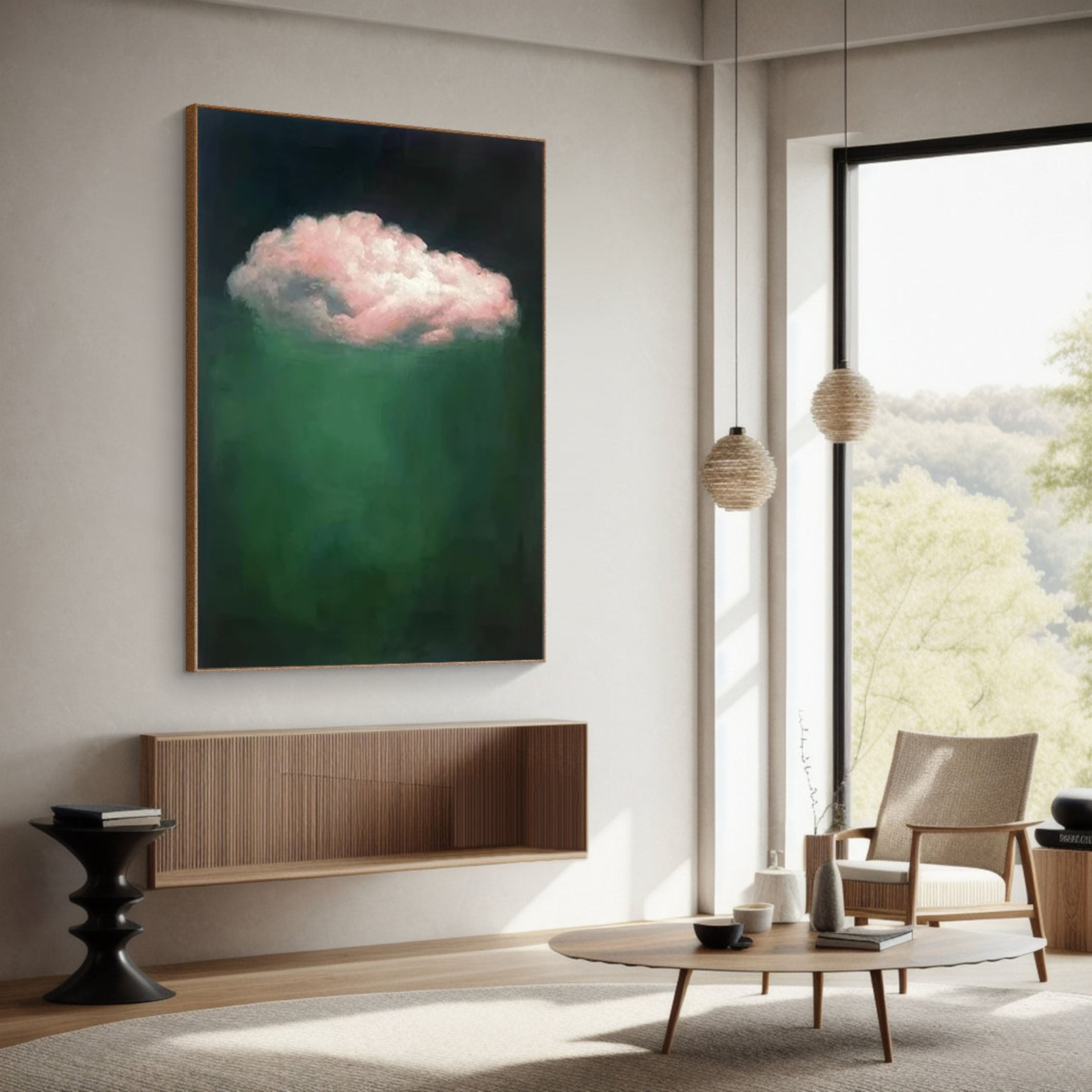 Dreamy Green Cloud Art for Living Room Decor #SP008