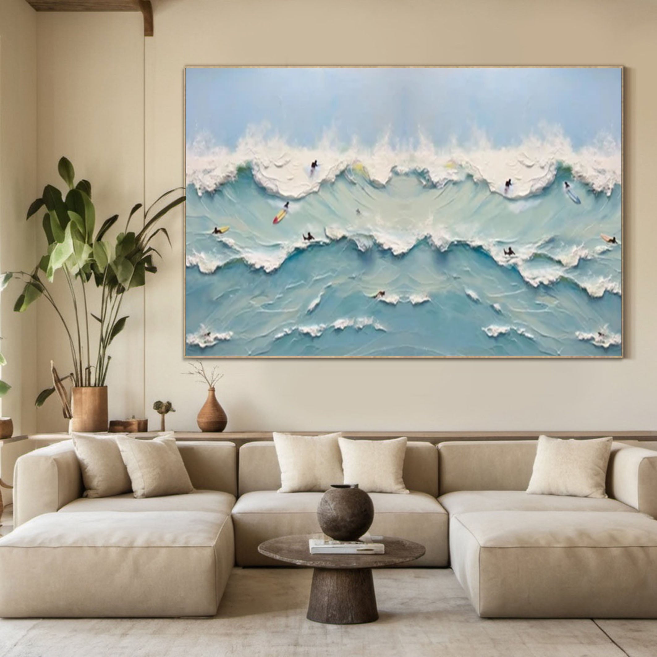 Surfer Ocean Wave Canvas Vibrant Coastal Wall Art for Room Decor #OP064