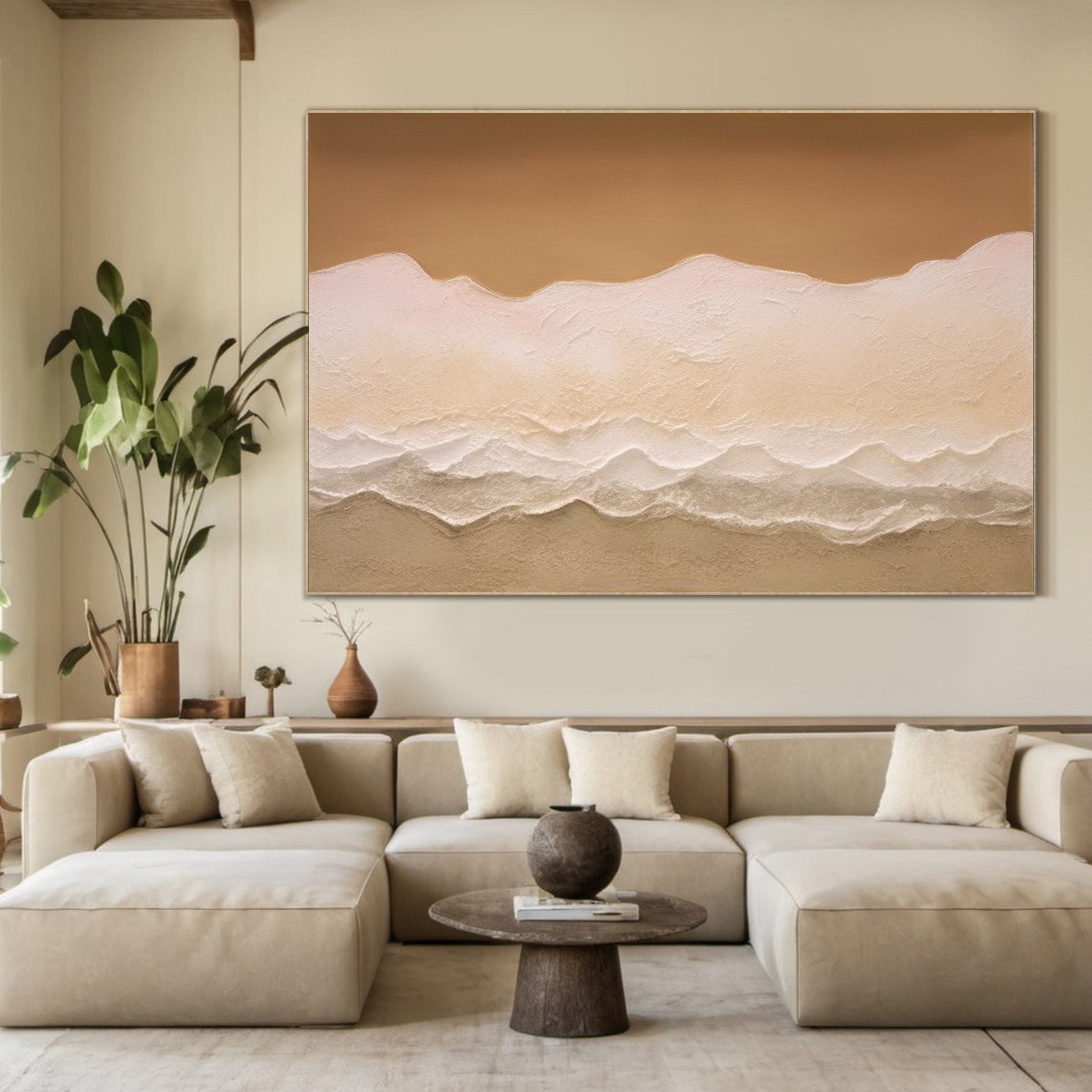 Desert Dune Serenity: Modern Landscape, Textured Neutral Art #MM533