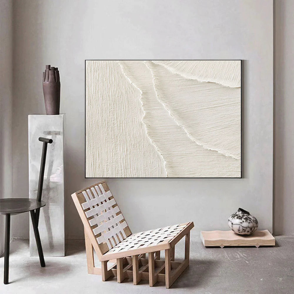 Large Minimal Textured Abstract Wall Art Hand Painted Plaster Oil Painting Neutral Contemporary Artwork Modern Luxury Home Decor