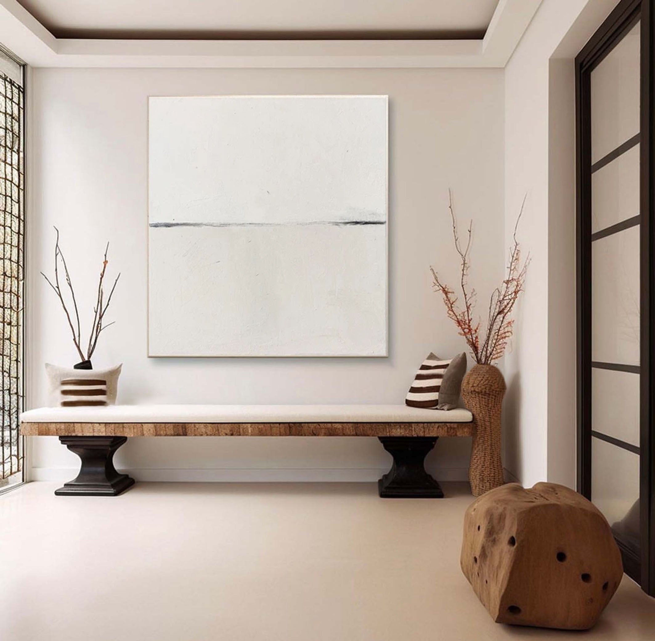 Large Minimalist Abstract Art in Neutral Shades #AB072
