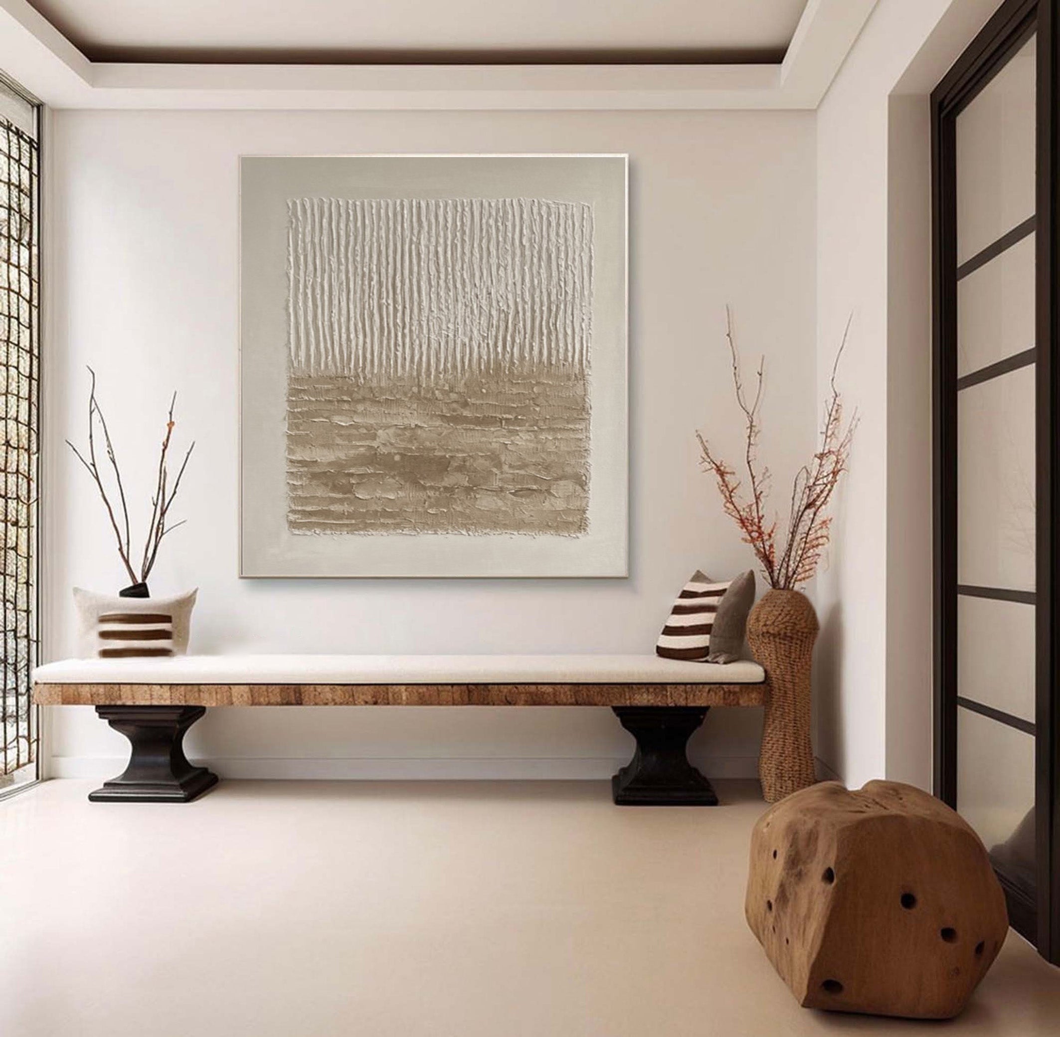 Textured Neutral Abstract with Layered Horizontal Base for Home #MM560