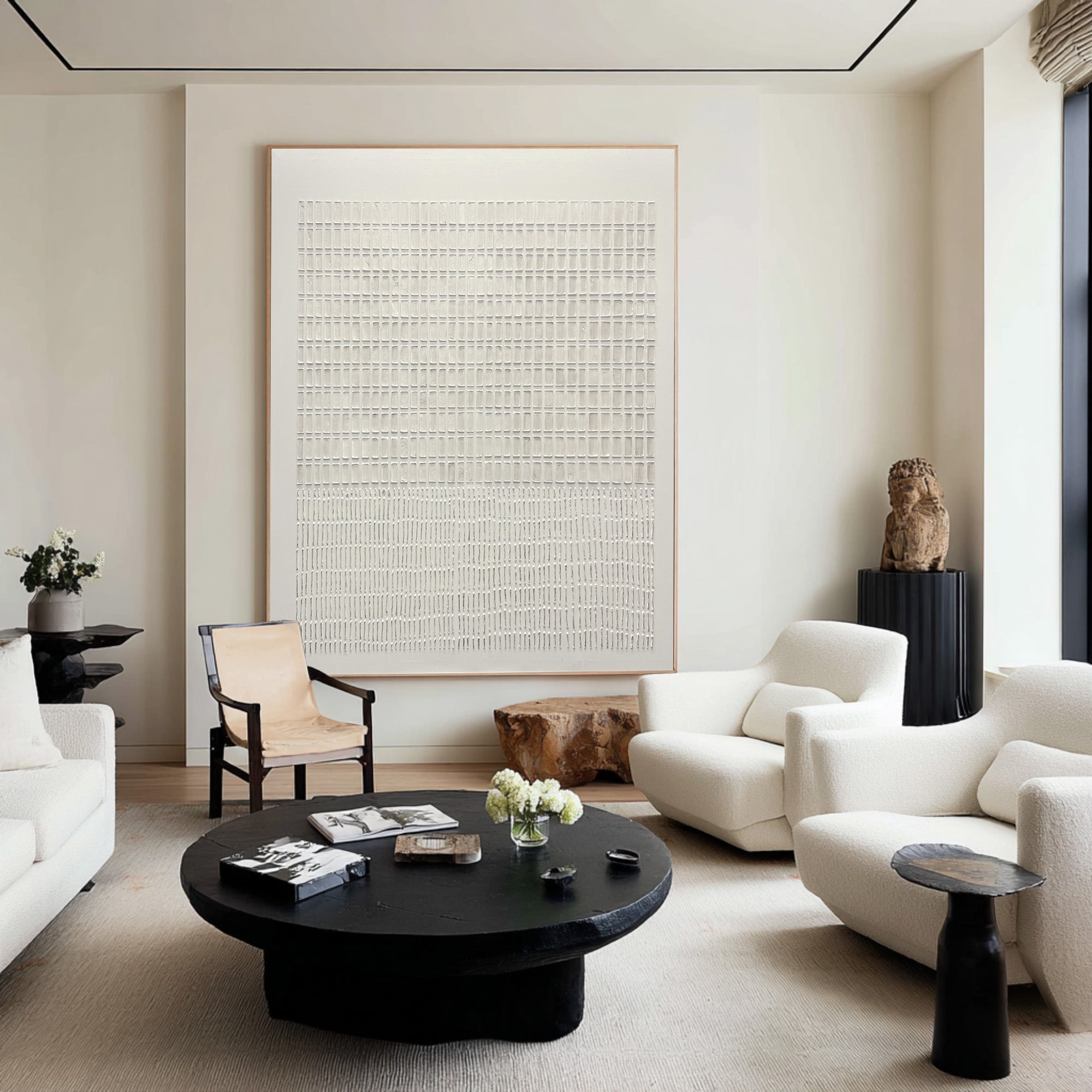 Abstract White Textured Oil Painting - Modern Canvas Wall Art | KelorArt