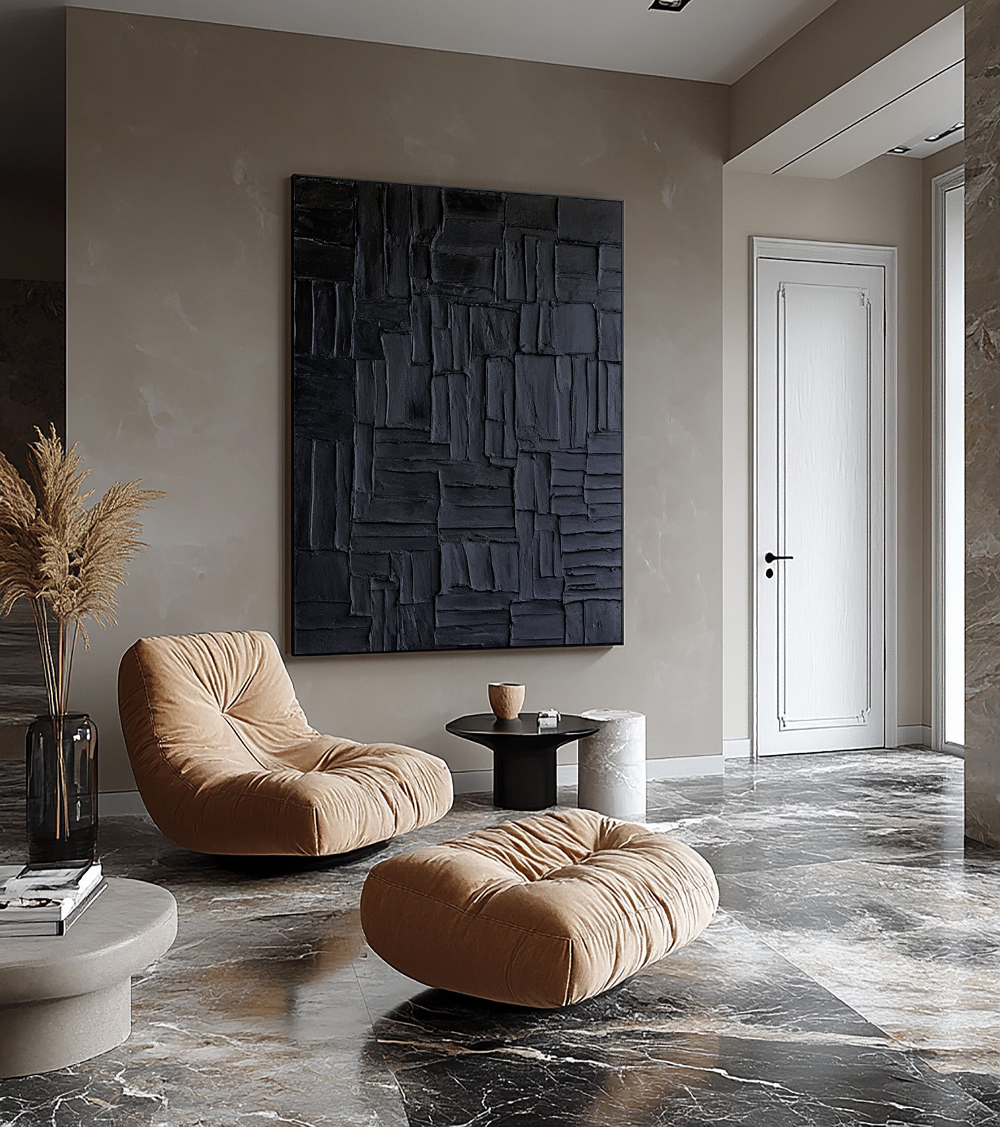 Dark Field of Textures With Smaller Rectangles, Modern Painting #MM411