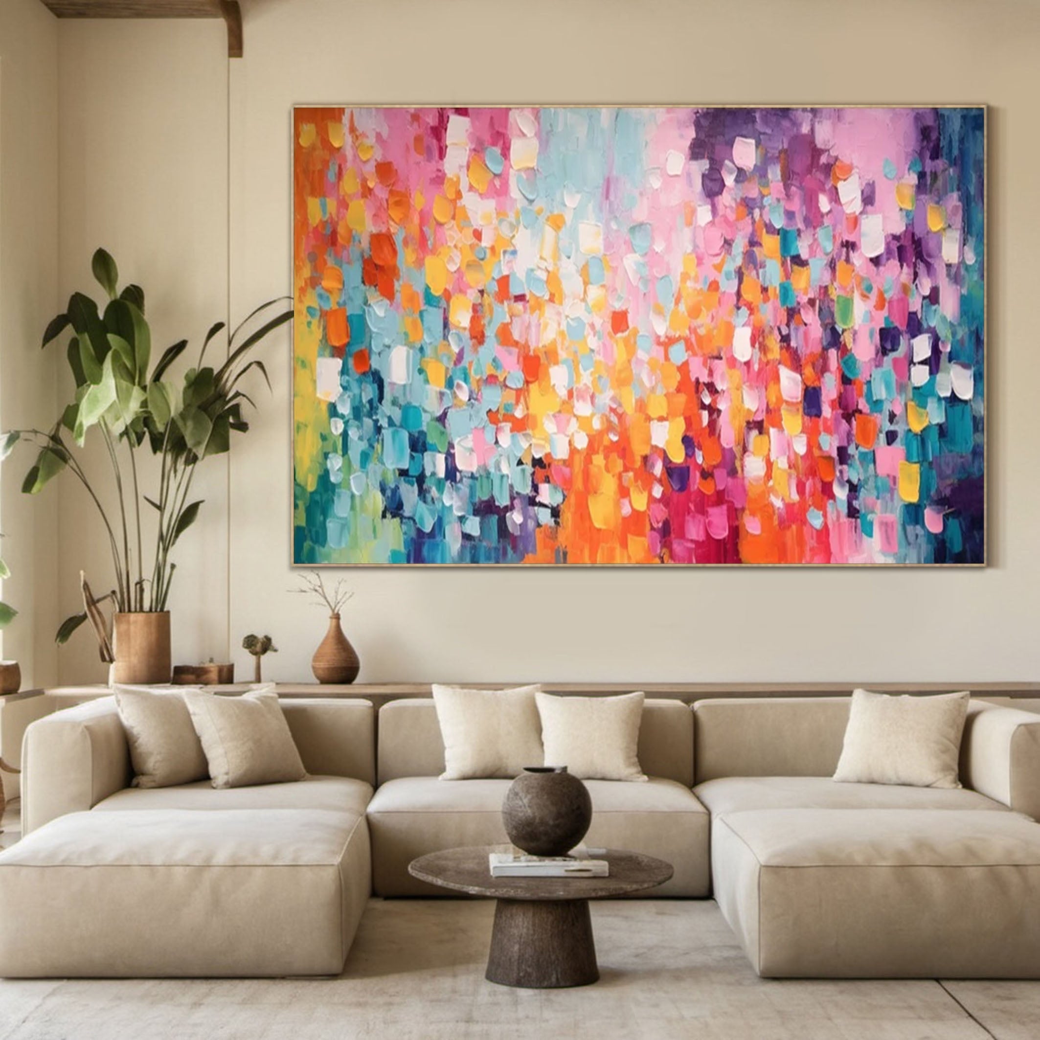 Colorful Abstract Canvas Large Vibrant Wall Art for House #MM172