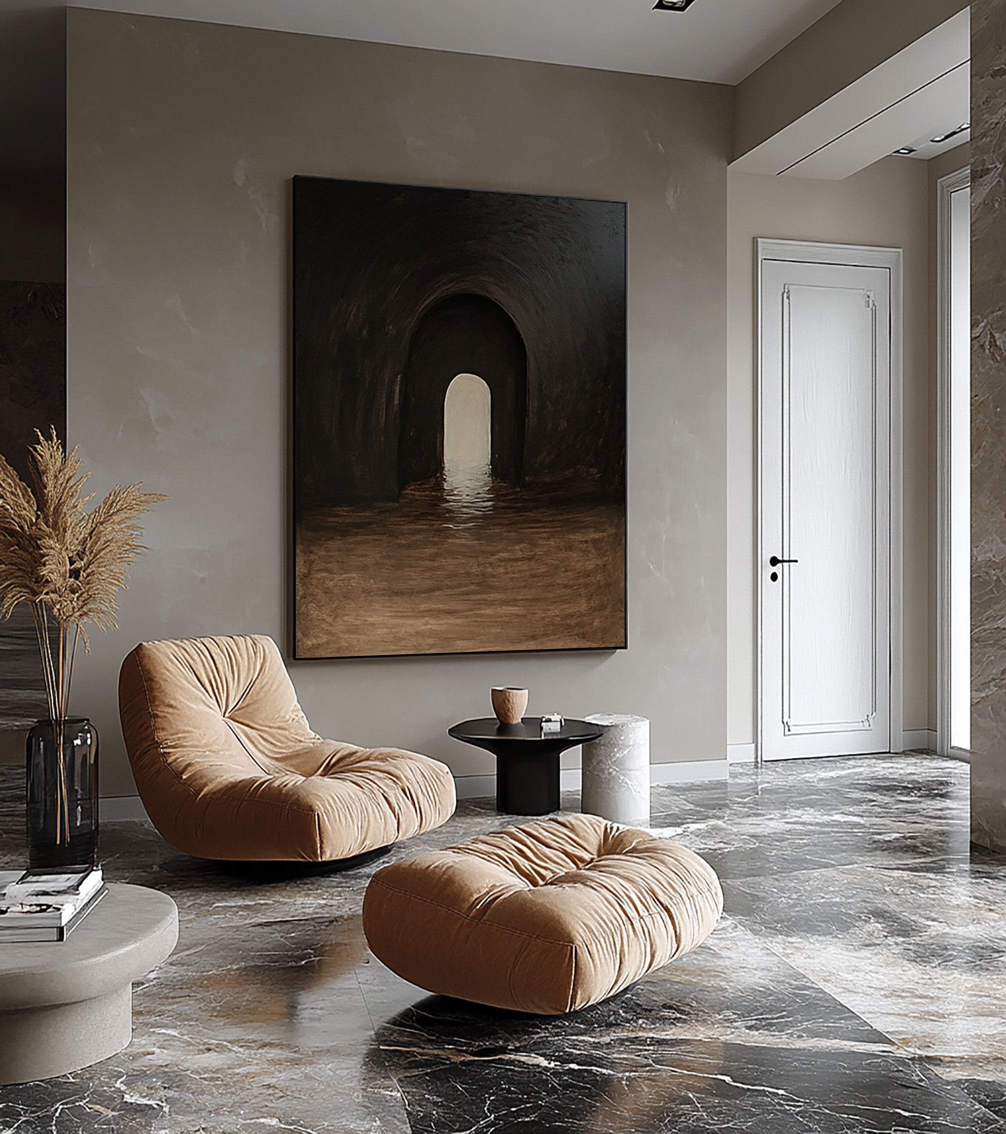 Dark Tunnel Passage to Light, Textured Atmospheric Painting#MM408