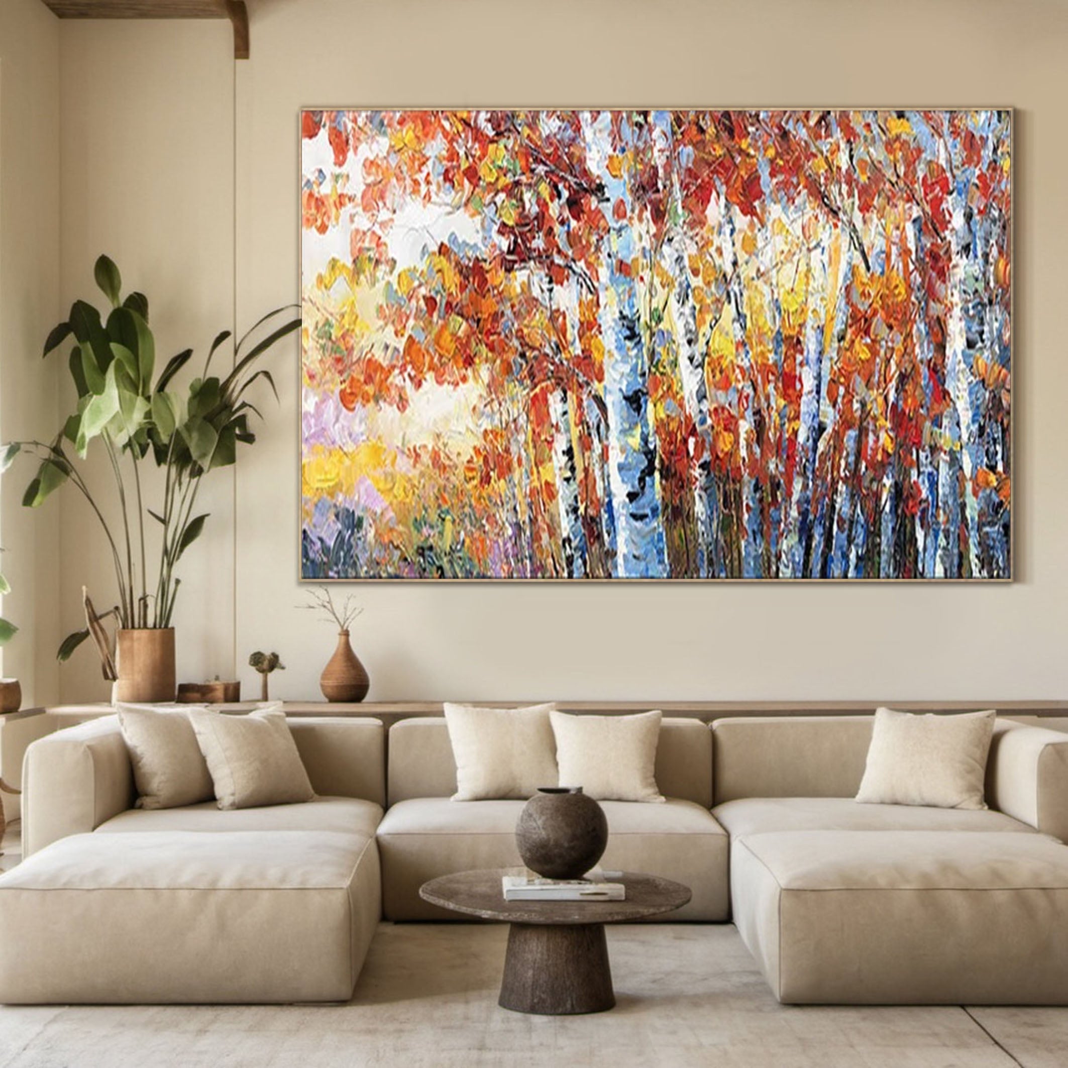 Bold Autumn Landscape Painting for Sophisticated Homes #TP042