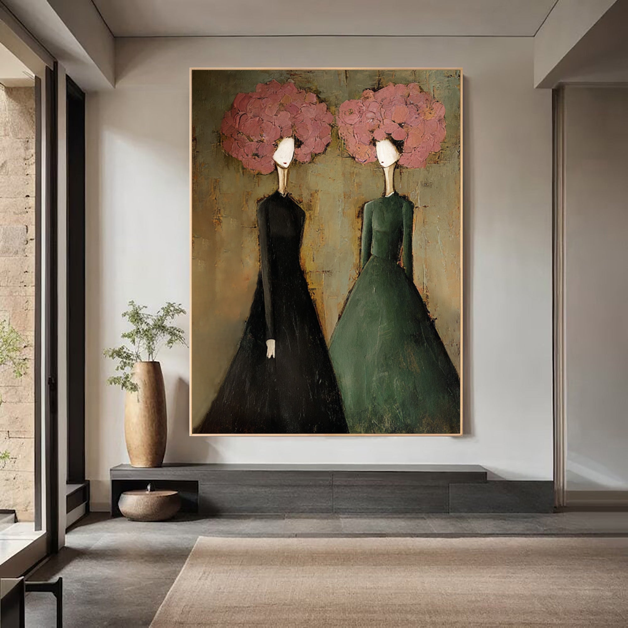 Abstract Figurative Oil Painting for Entry Hall Decor | KelorArt