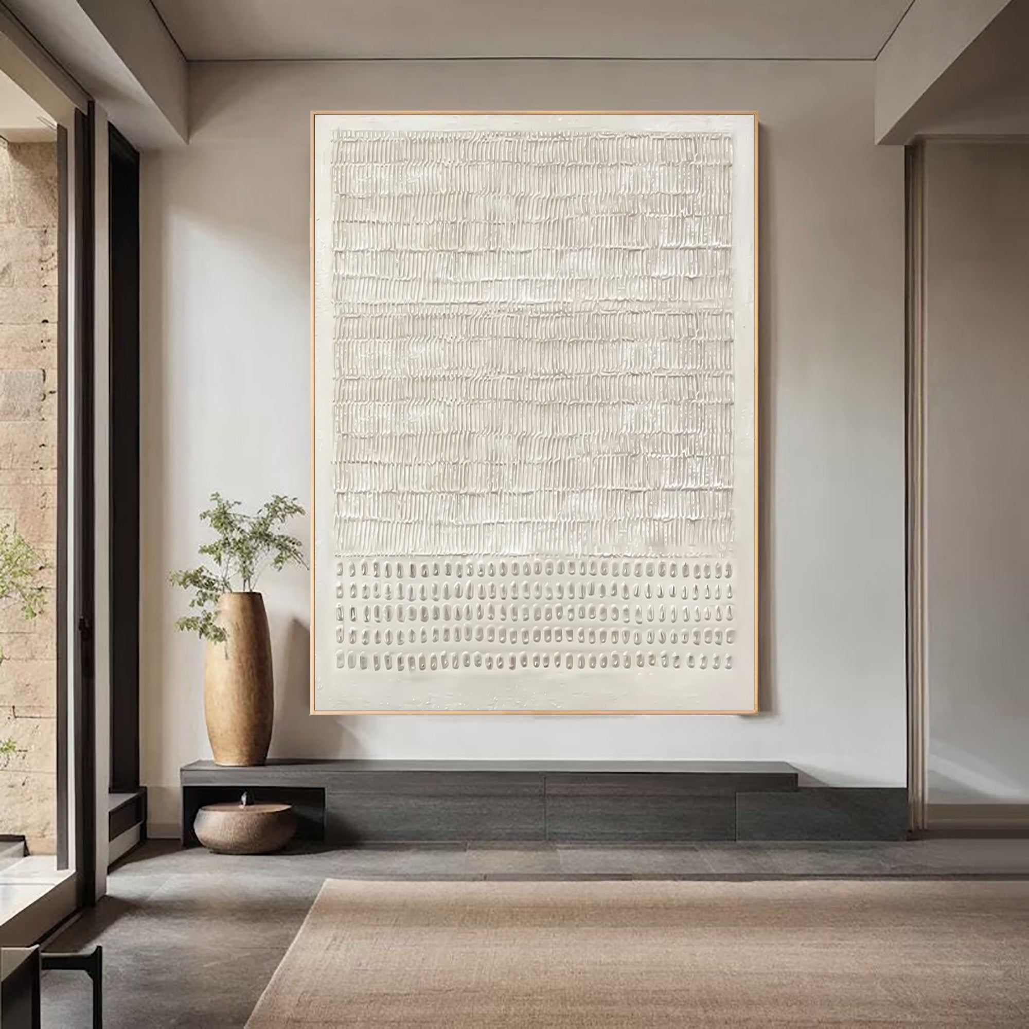 Modern Beige Textured Painting Statement Wall Decor #AG 045