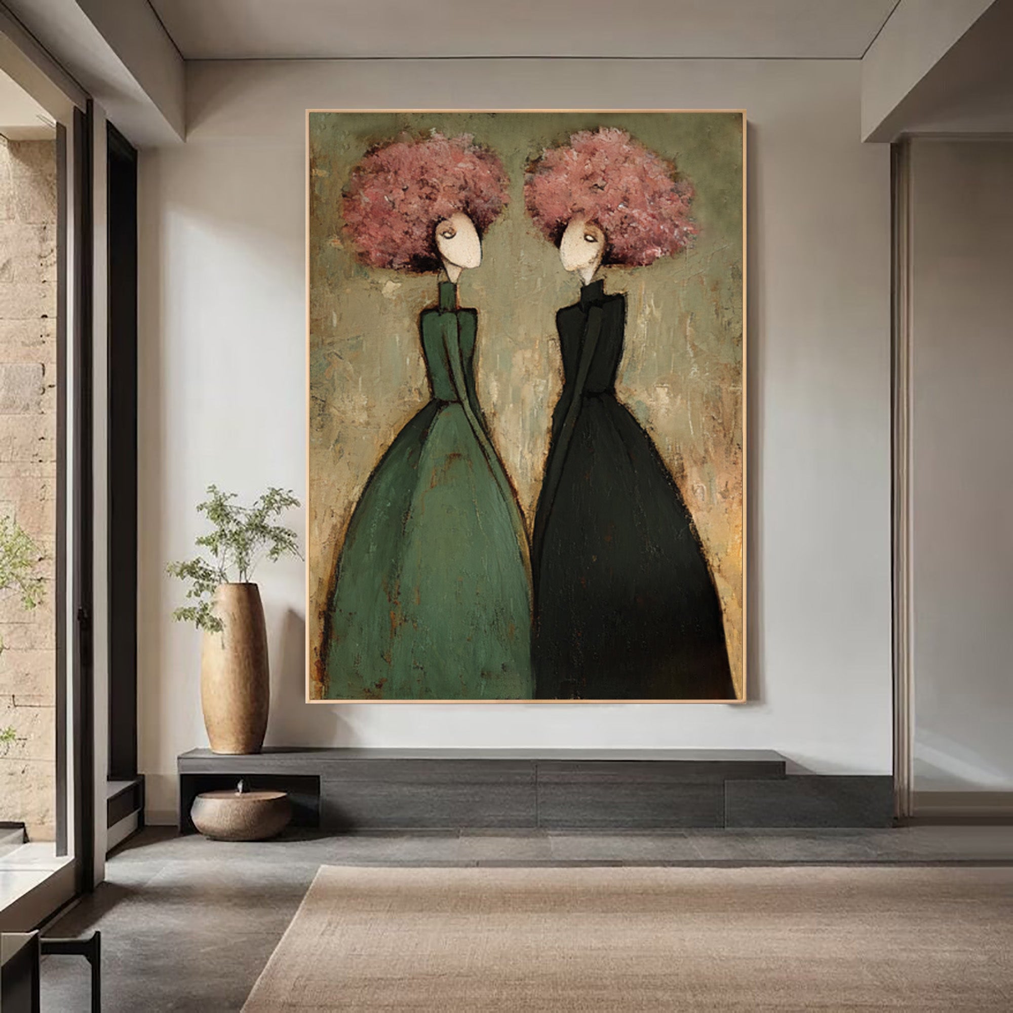 Modern Paired Figure Oil Painting - Contemporary Wall Art | KelorArt