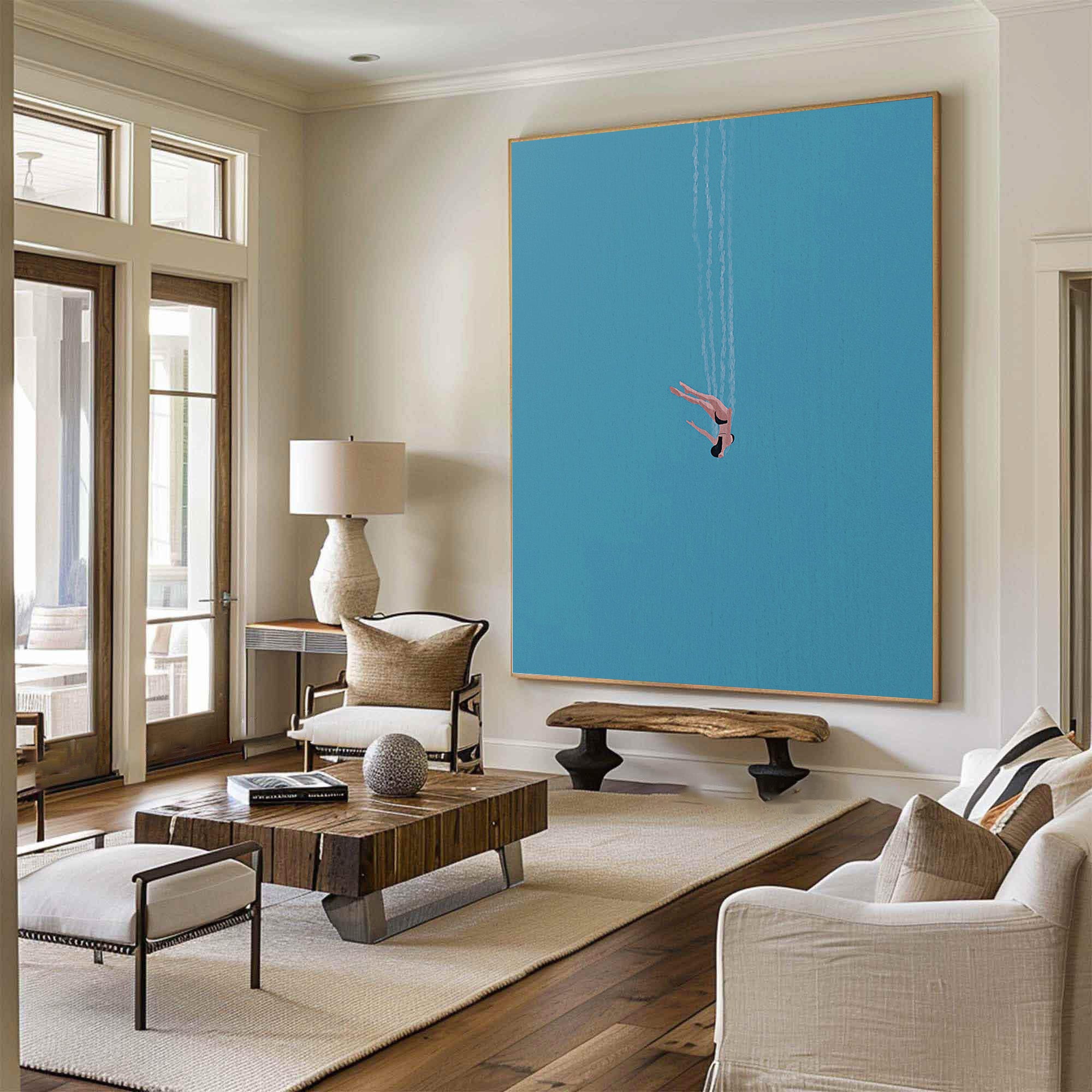 Abstract Swimmer Art Minimalist Coastal Wall Decor #AG 097