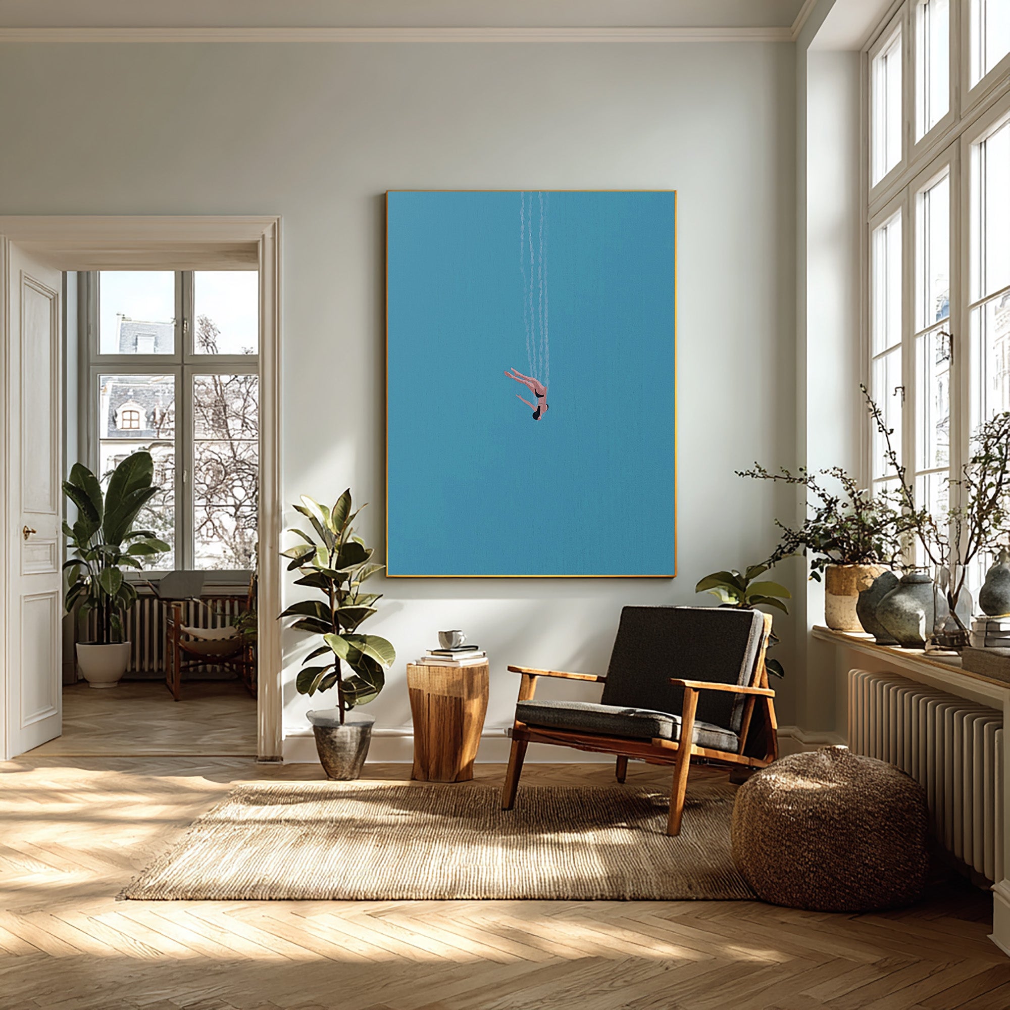 Abstract Swimmer Art Minimalist Coastal Wall Decor #AG 097
