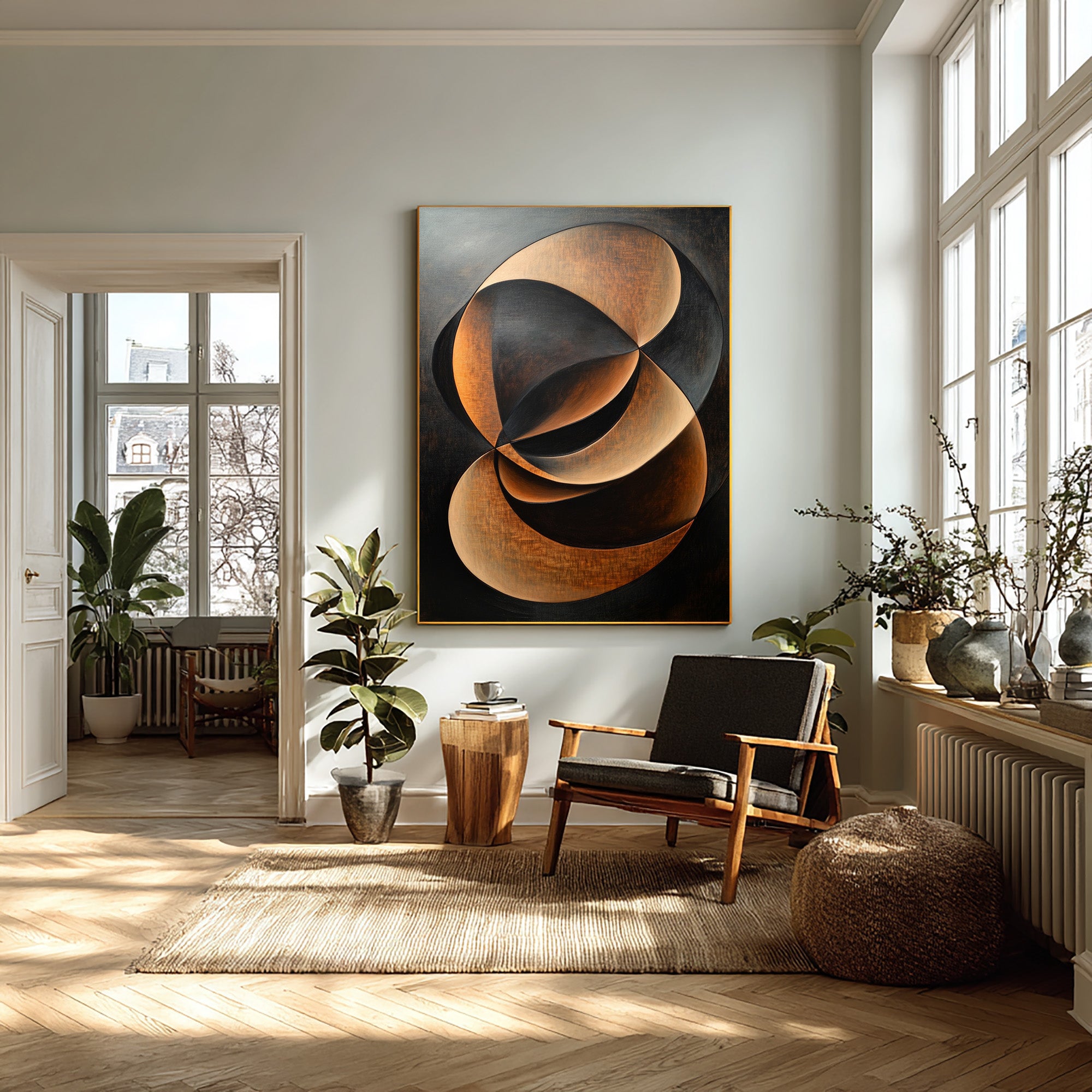 Abstract Expressionism Dark and Gold Textured Art #AG 096
