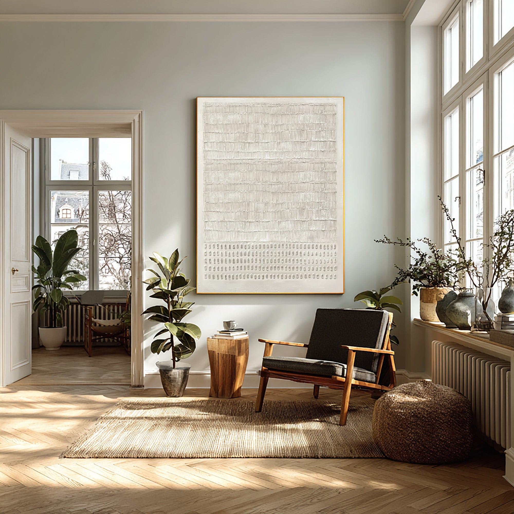 Modern Beige Textured Painting Statement Wall Decor #AG 045