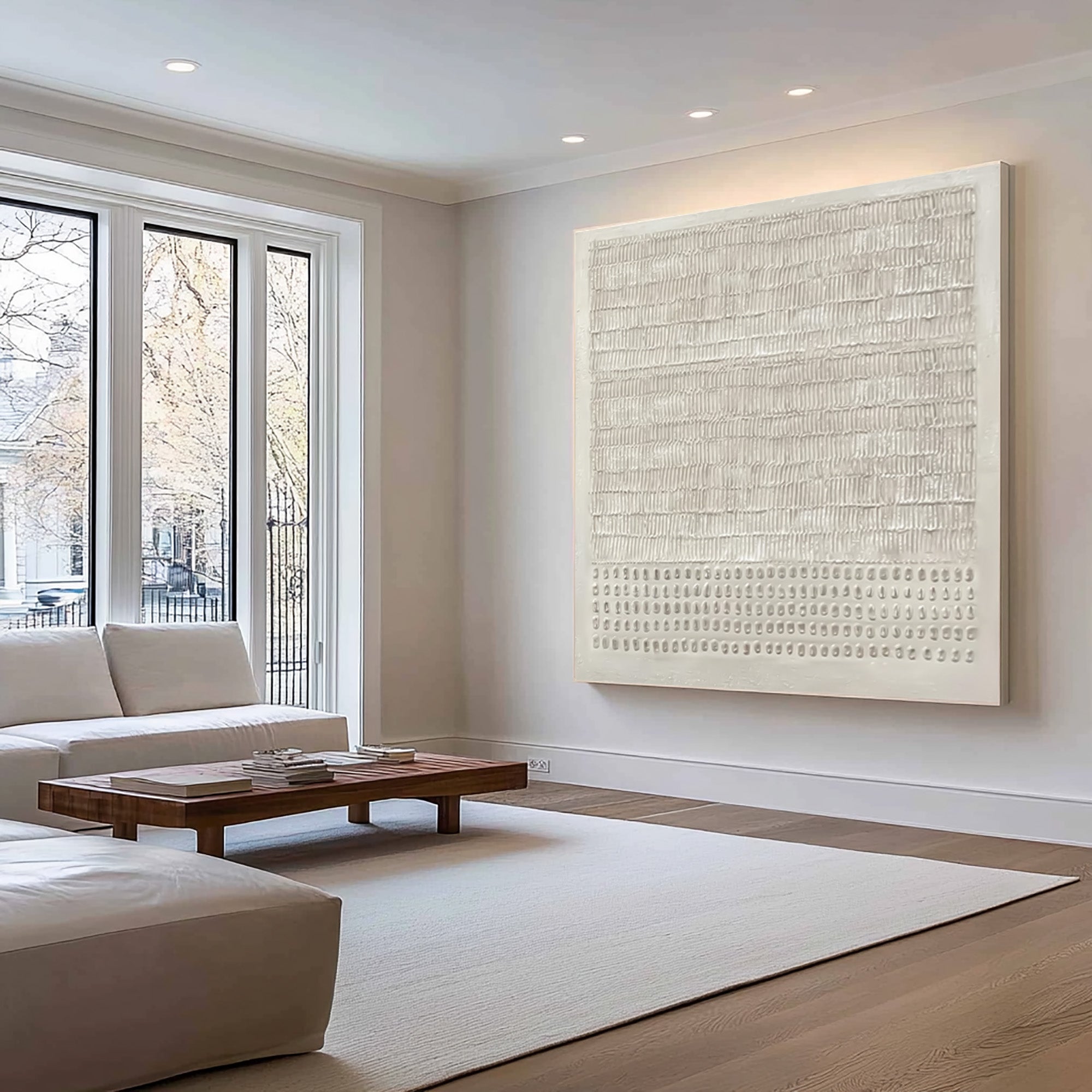 Large Contemporary White 3D Art - Hand-Painted Original #AG 027