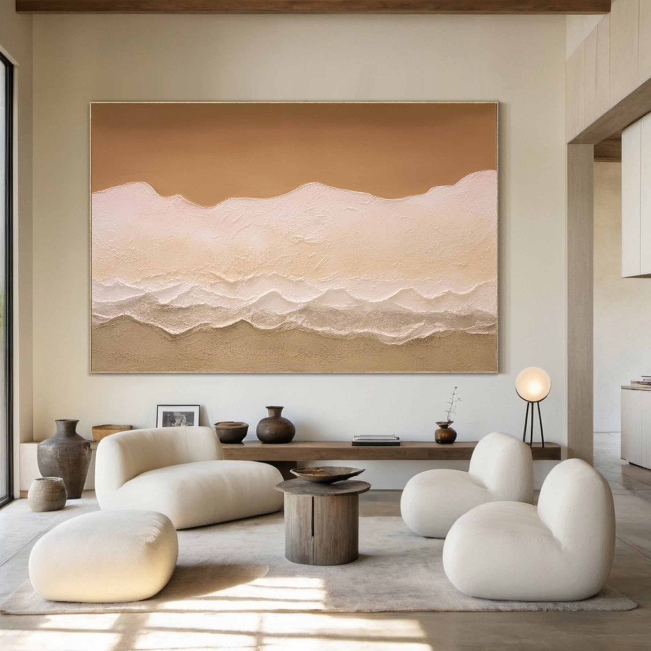 Desert Dune Serenity: Modern Landscape, Textured Neutral Art #MM533