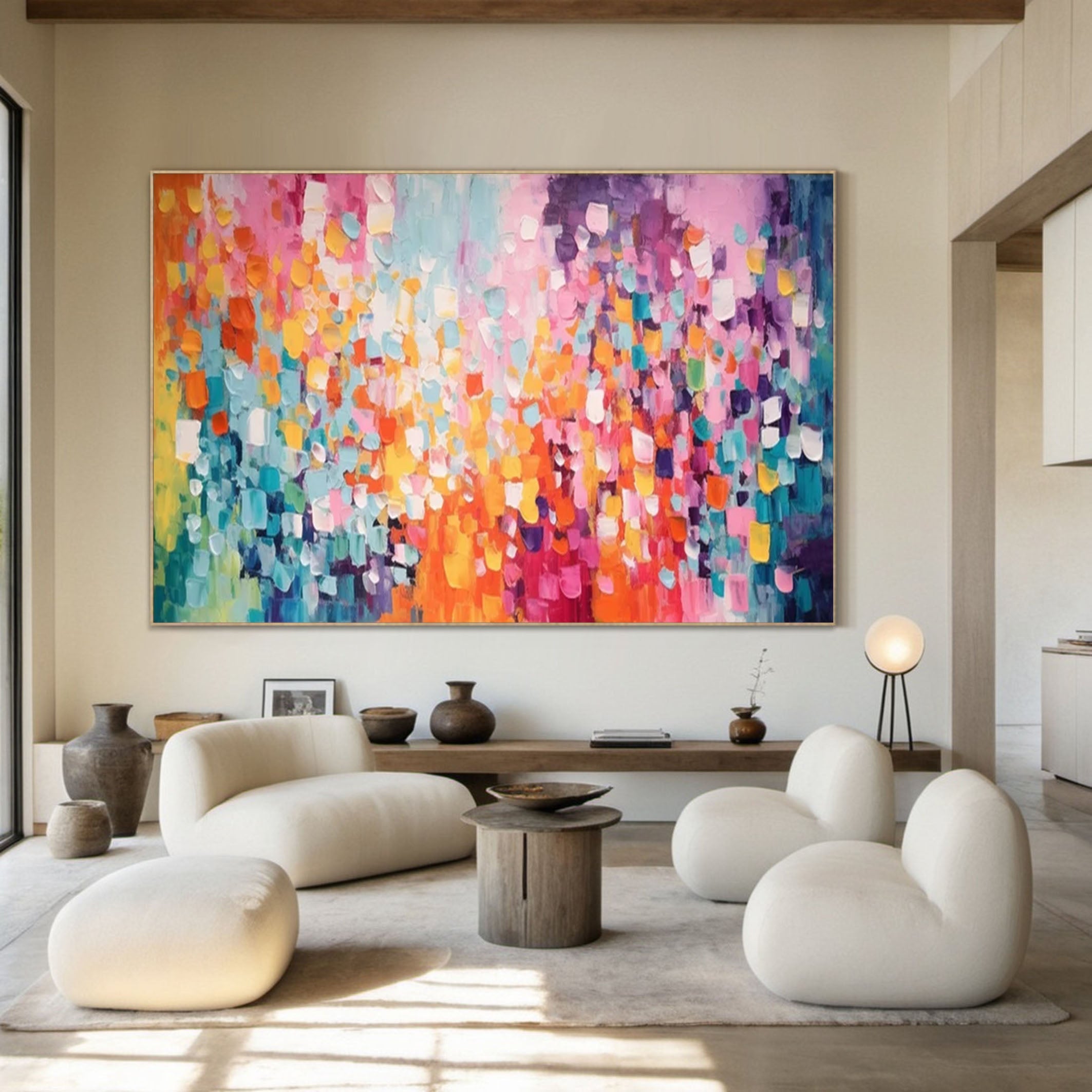 Colorful Abstract Canvas Large Vibrant Wall Art for House #MM172