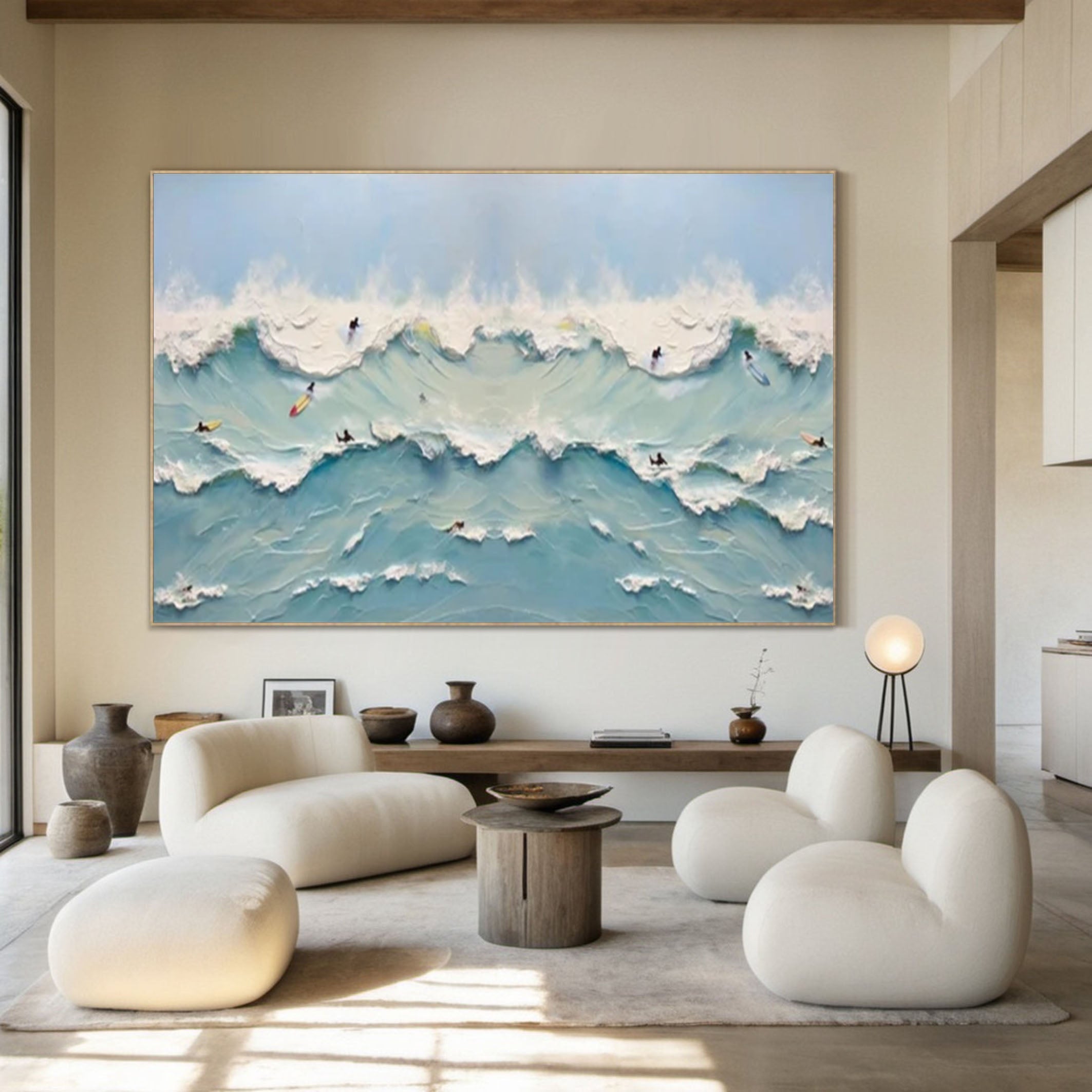 Surfer Ocean Wave Canvas Vibrant Coastal Wall Art for Room Decor #OP064