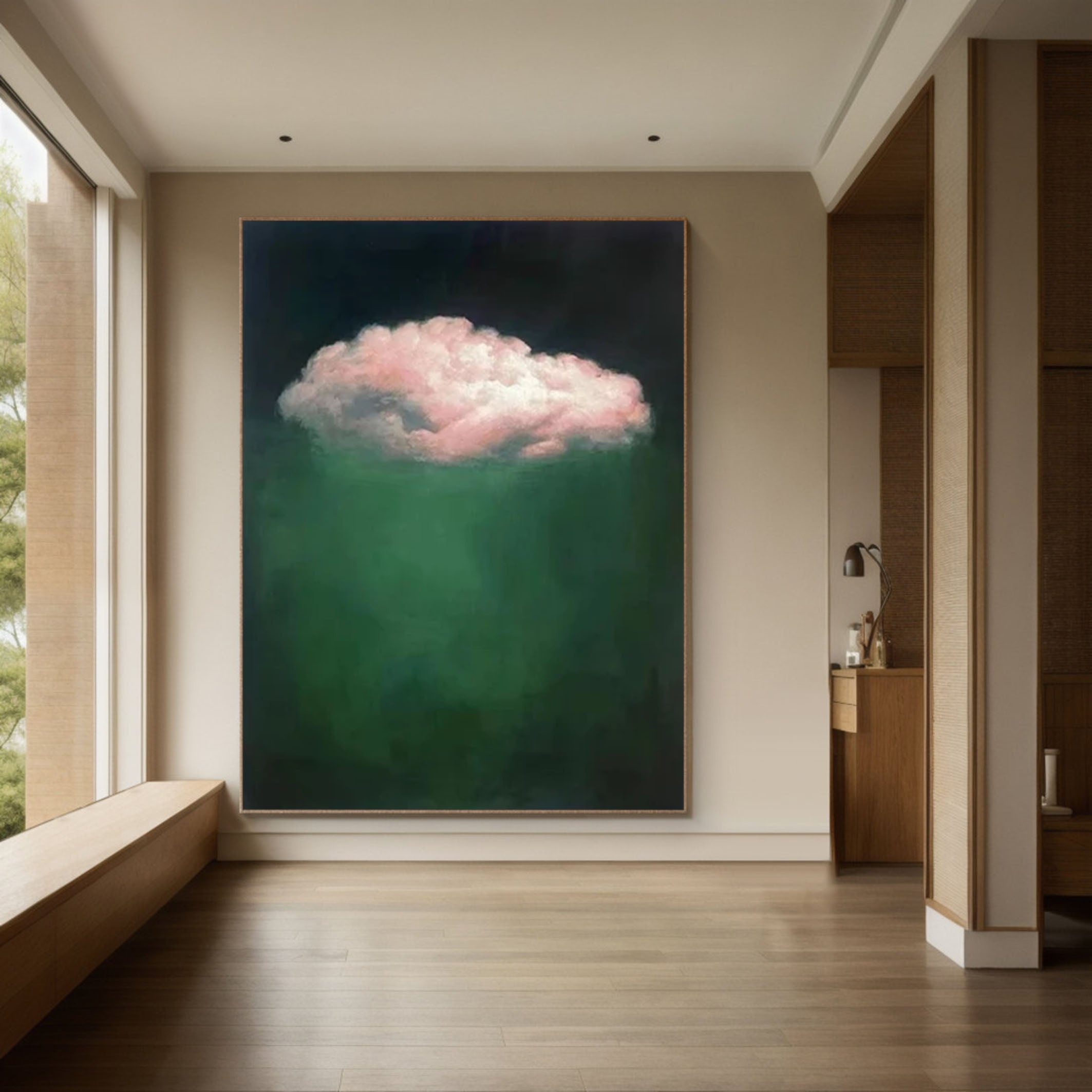 Dreamy Green Cloud Art for Living Room Decor #SP008