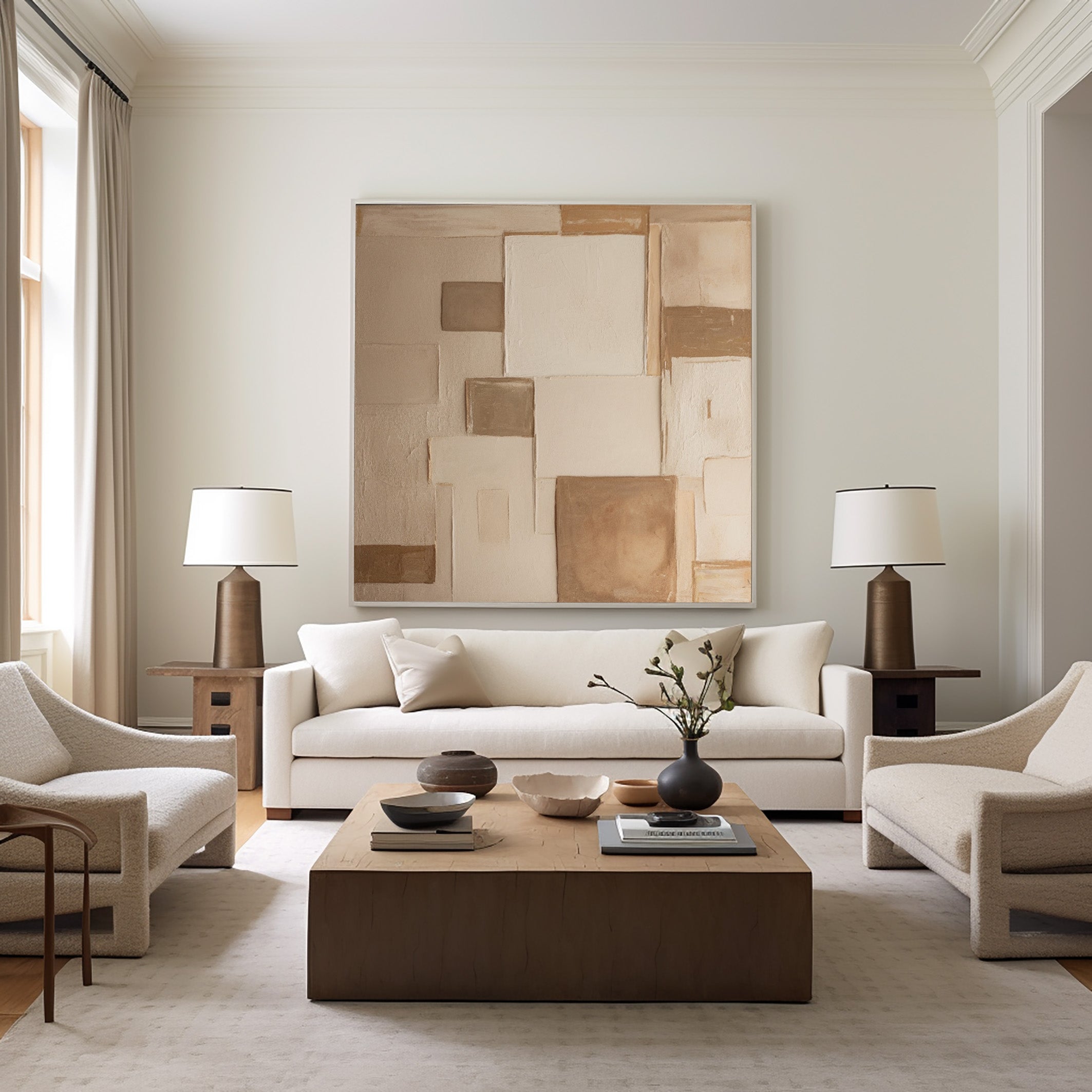 Layered Calm: Minimalist Neutral Art with Geometric Fields #MM568