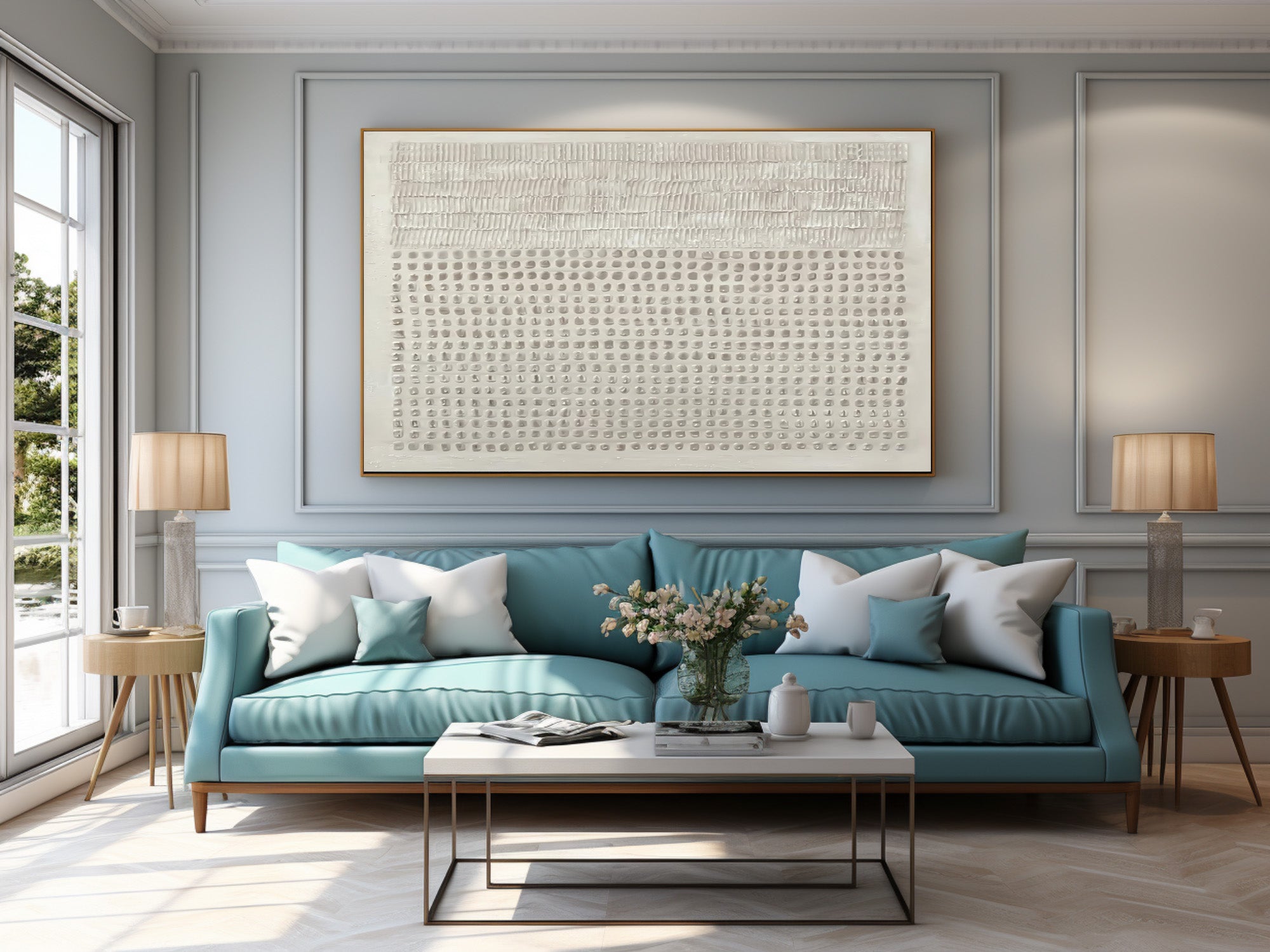 Unique White Textured Panel Art - Home Gallery Accent #AG 031