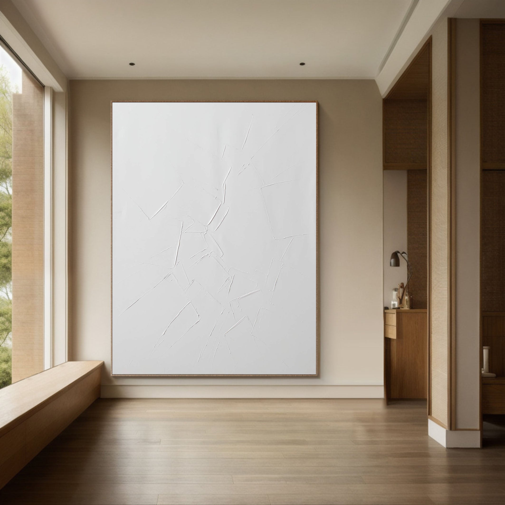 Textural White on White, Impasto Art, Contemporary Wall Decor #MM357