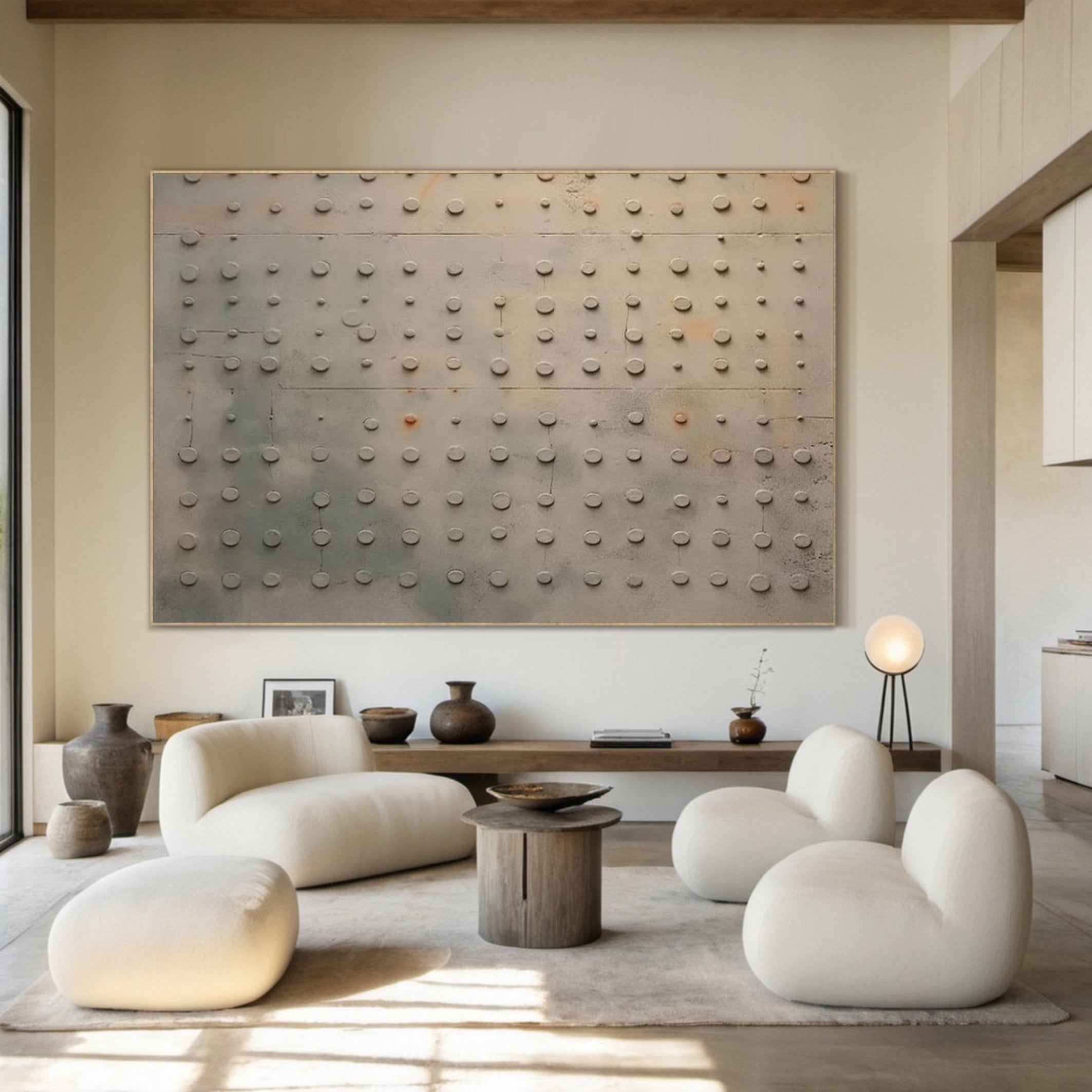 Riveted Surface: Contemporary Textured Canvas, Industrial Motif #MM511