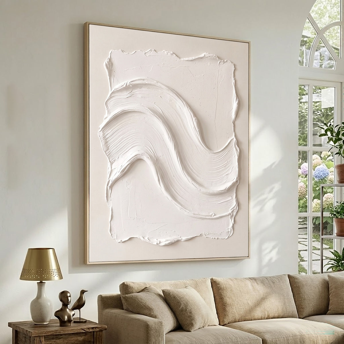 Large Quiet Luxury Abstract Wall Art Textured Oil Painting Minimalist Neutral Artwork Modern Interior Decor