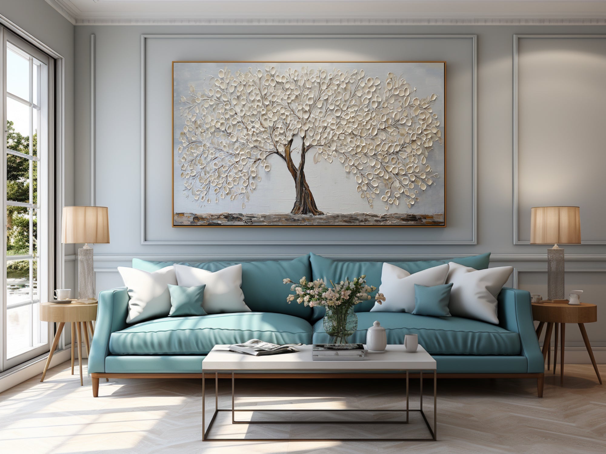 Large Abstract Tree Painting Elegant Home Interiors #AG 091