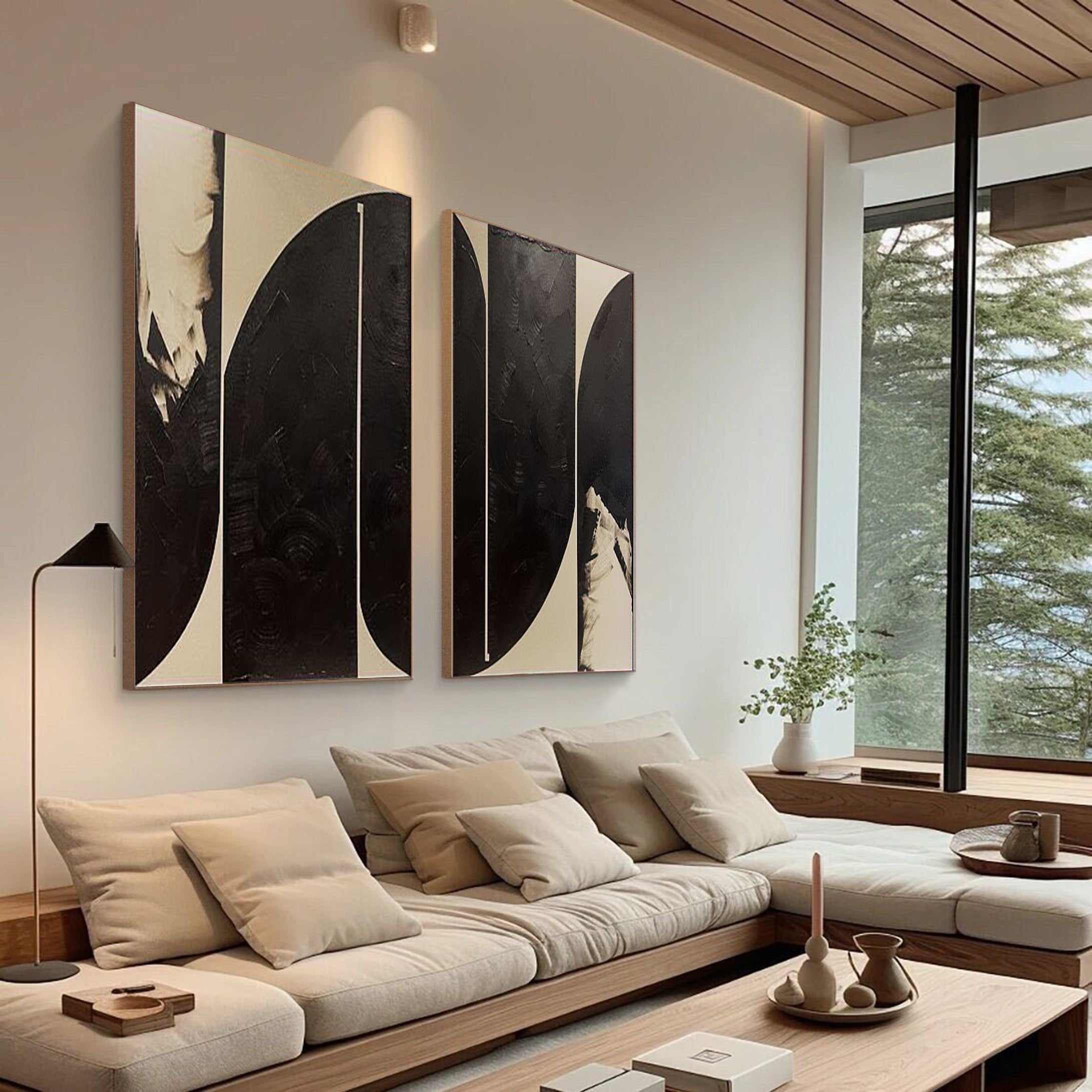 Black and Beige Abstract Canvas For House Decor #MMS013