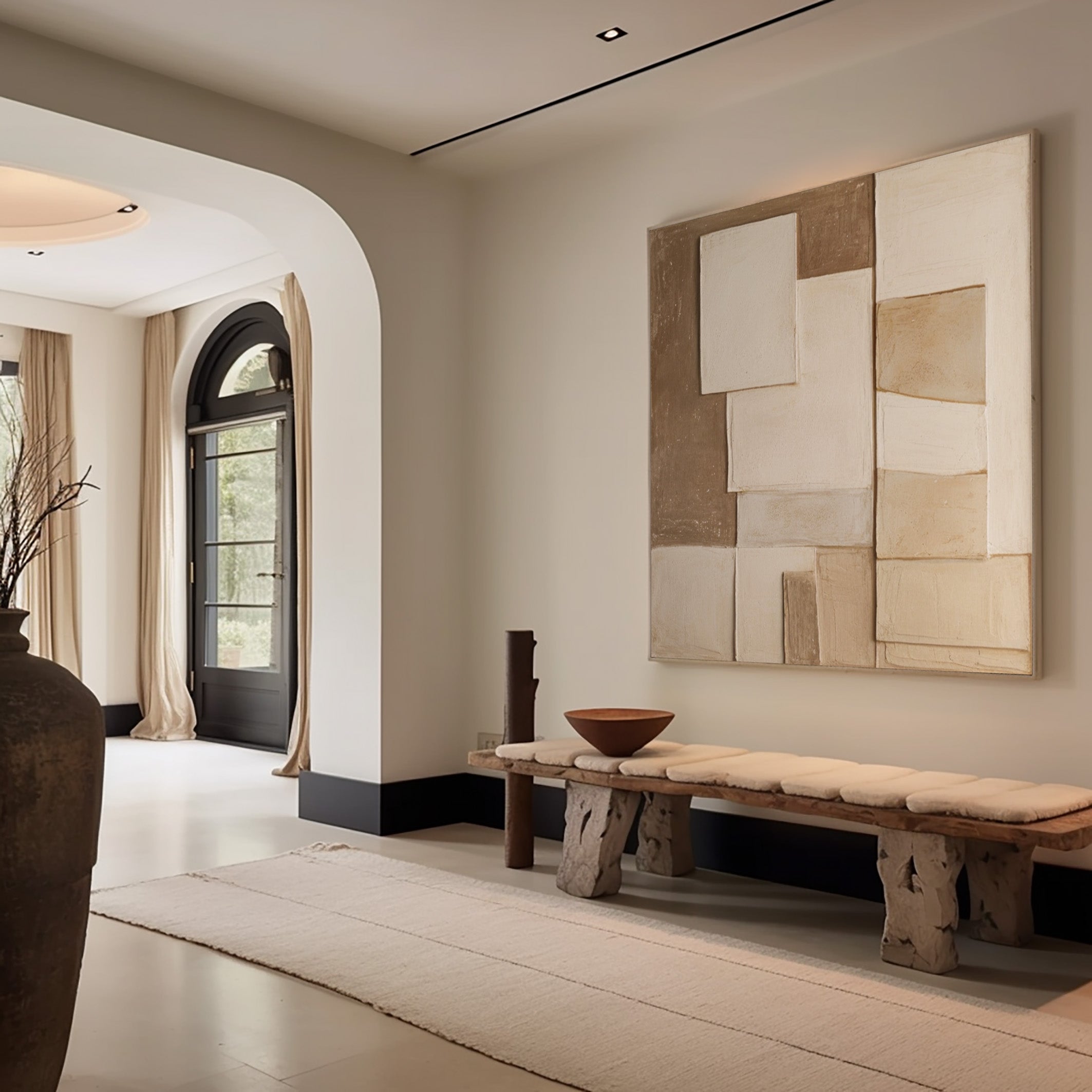 Earthy Fragments: Wabi Sabi Abstract Canvas with Natural Planes #MM569
