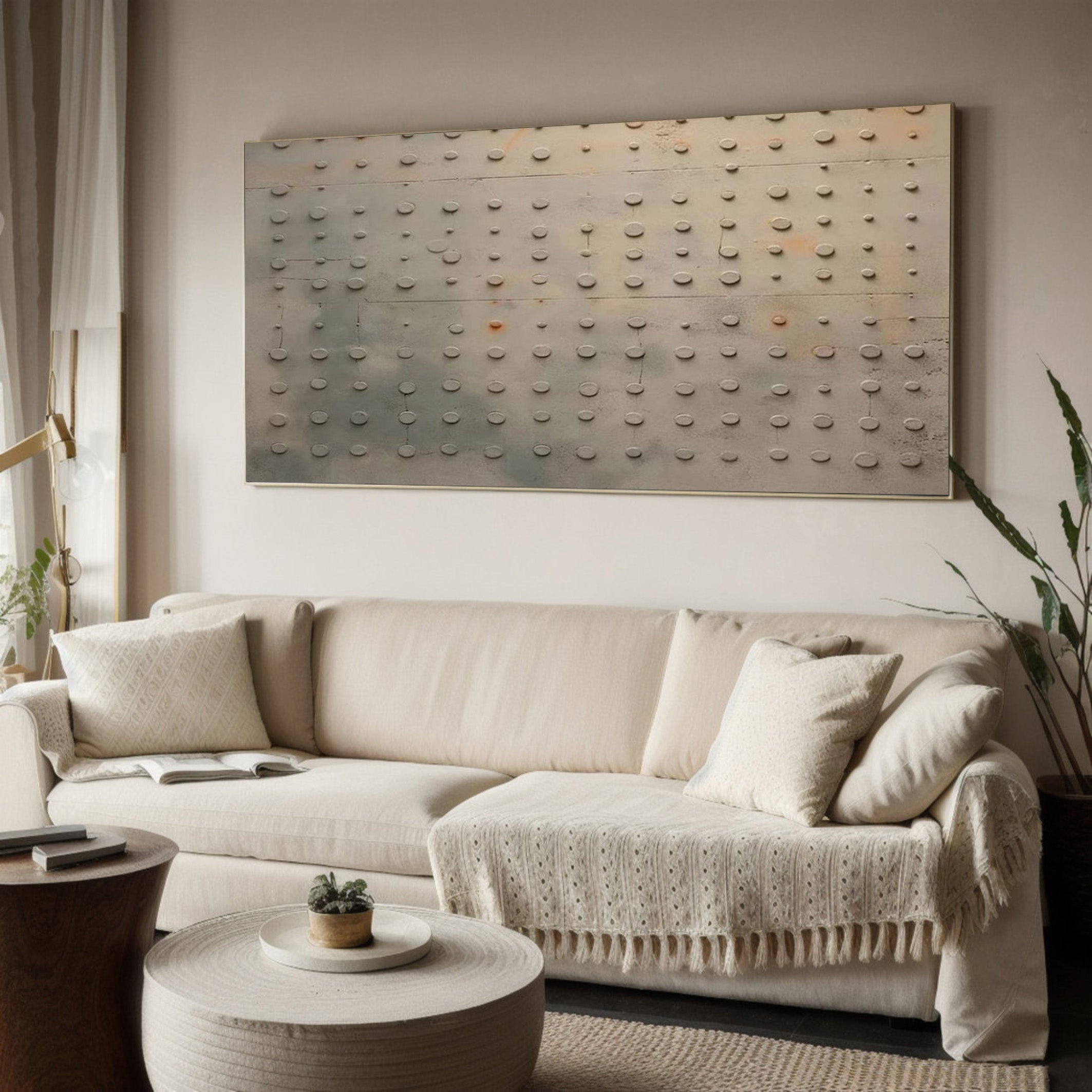 Riveted Surface: Contemporary Textured Canvas, Industrial Motif #MM511