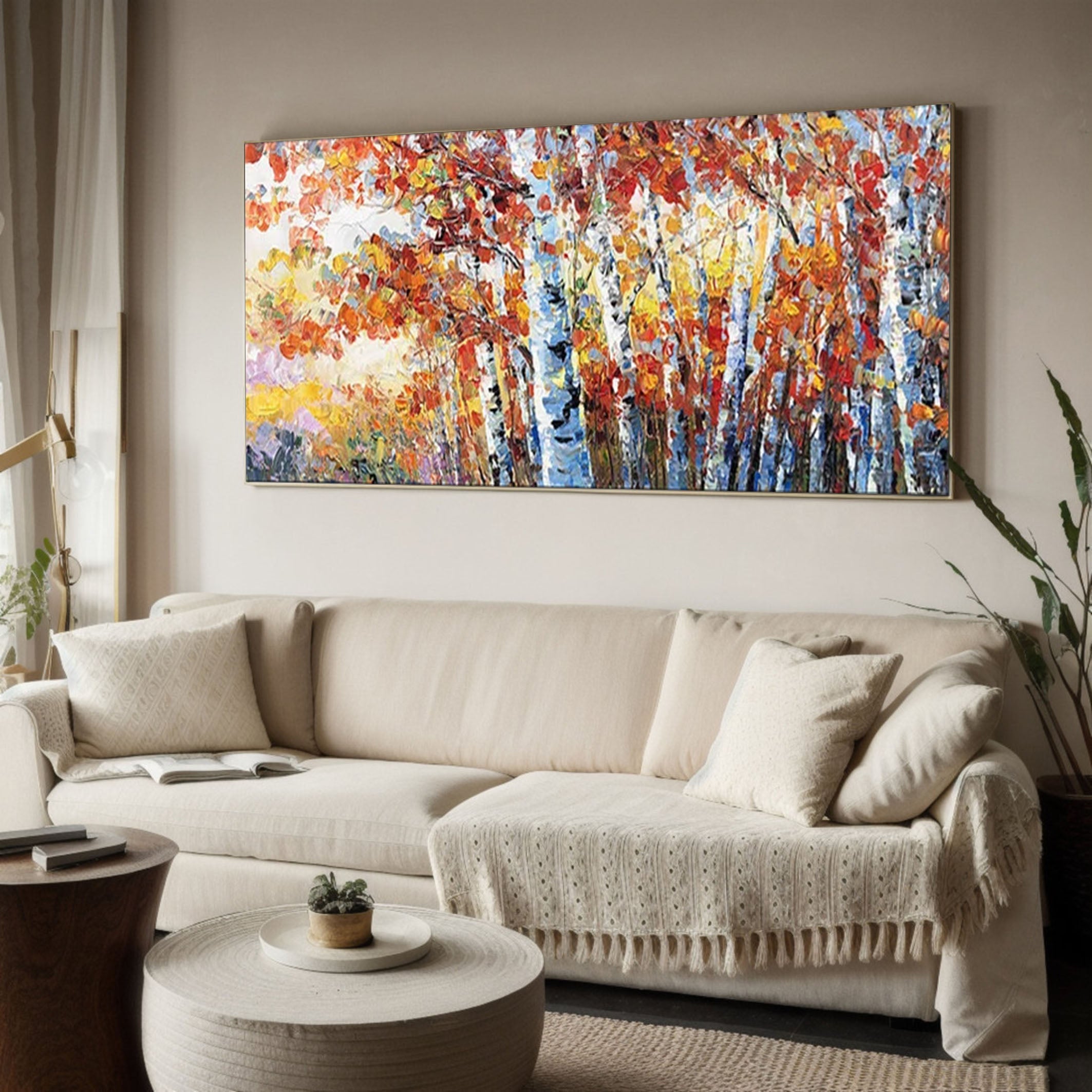 Bold Autumn Landscape Painting for Sophisticated Homes #TP042