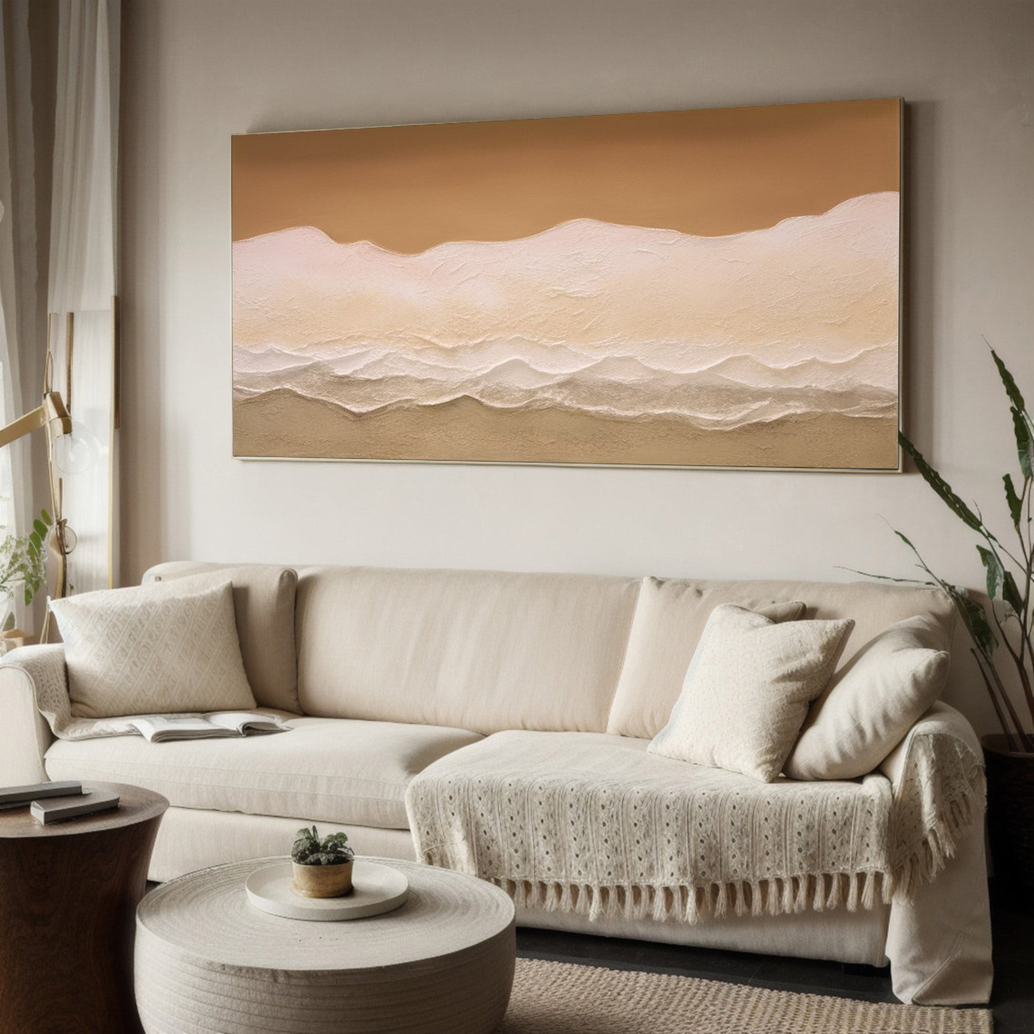 Desert Dune Serenity: Modern Landscape, Textured Neutral Art #MM533