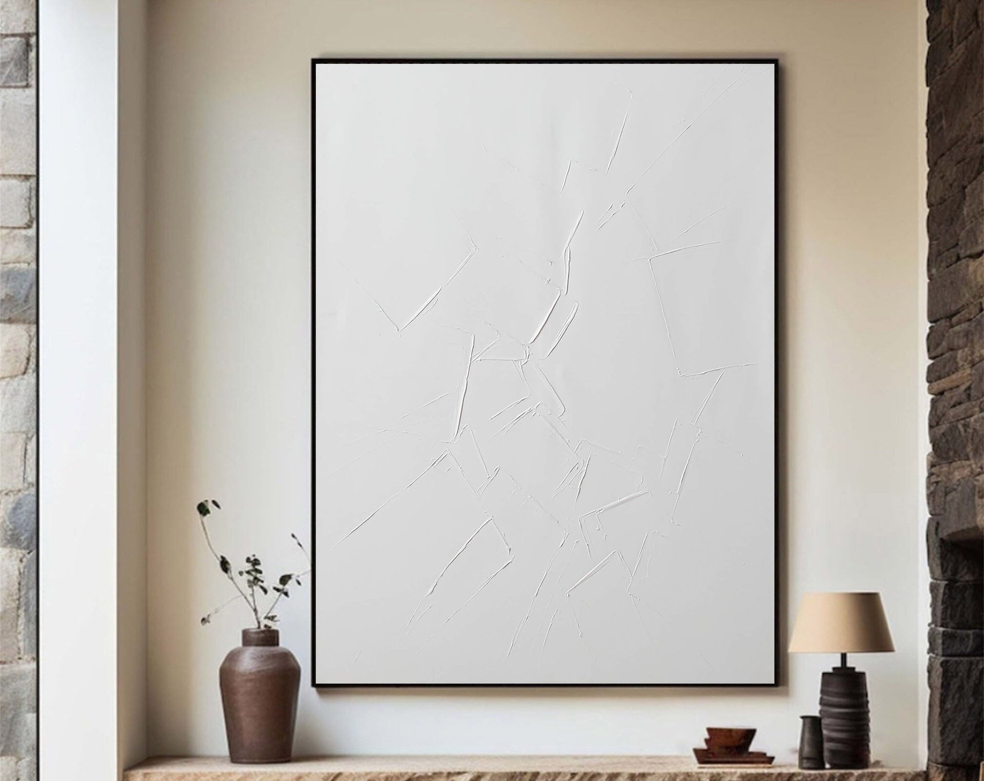Textural White on White, Impasto Art, Contemporary Wall Decor #MM357