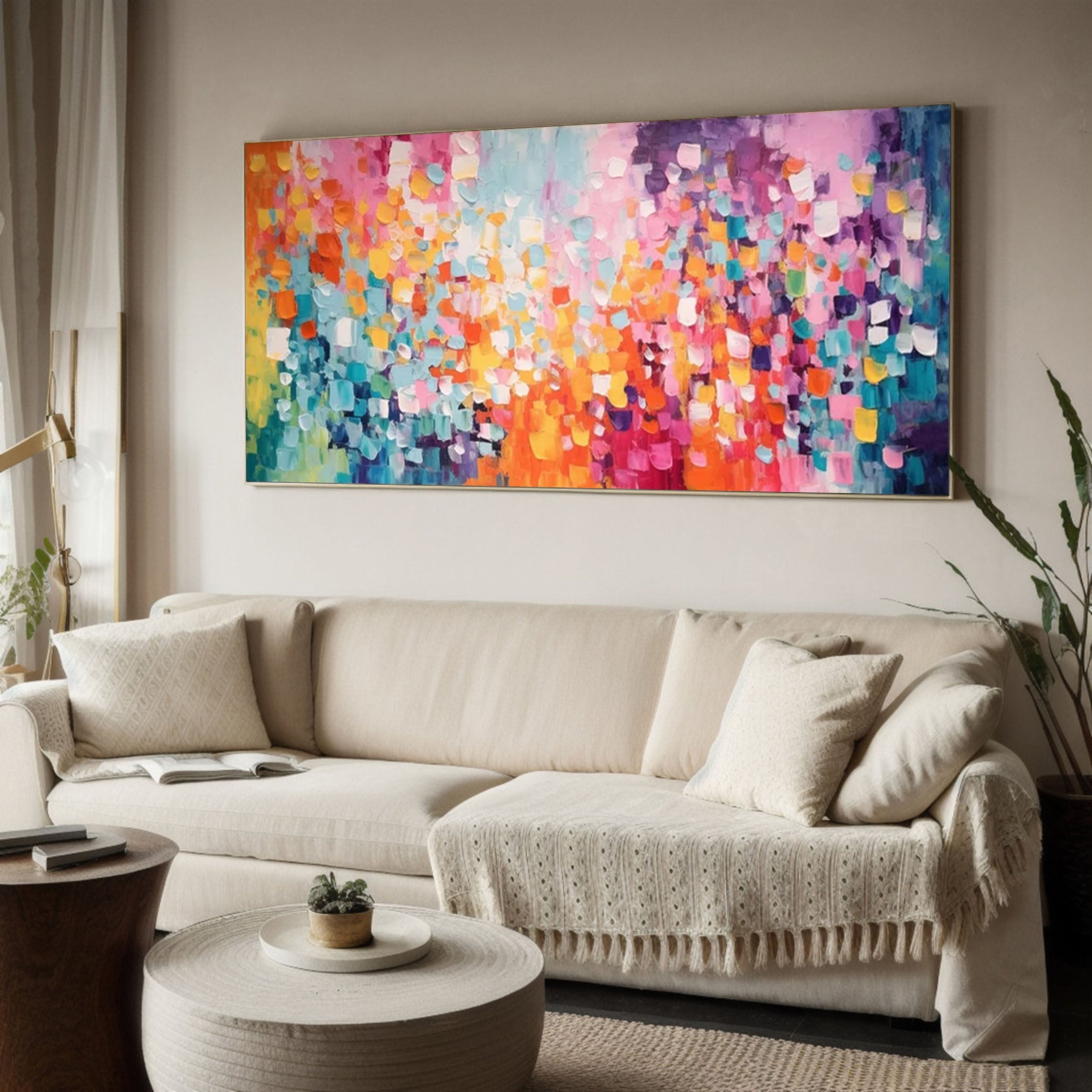 Colorful Abstract Canvas Large Vibrant Wall Art for House #MM172