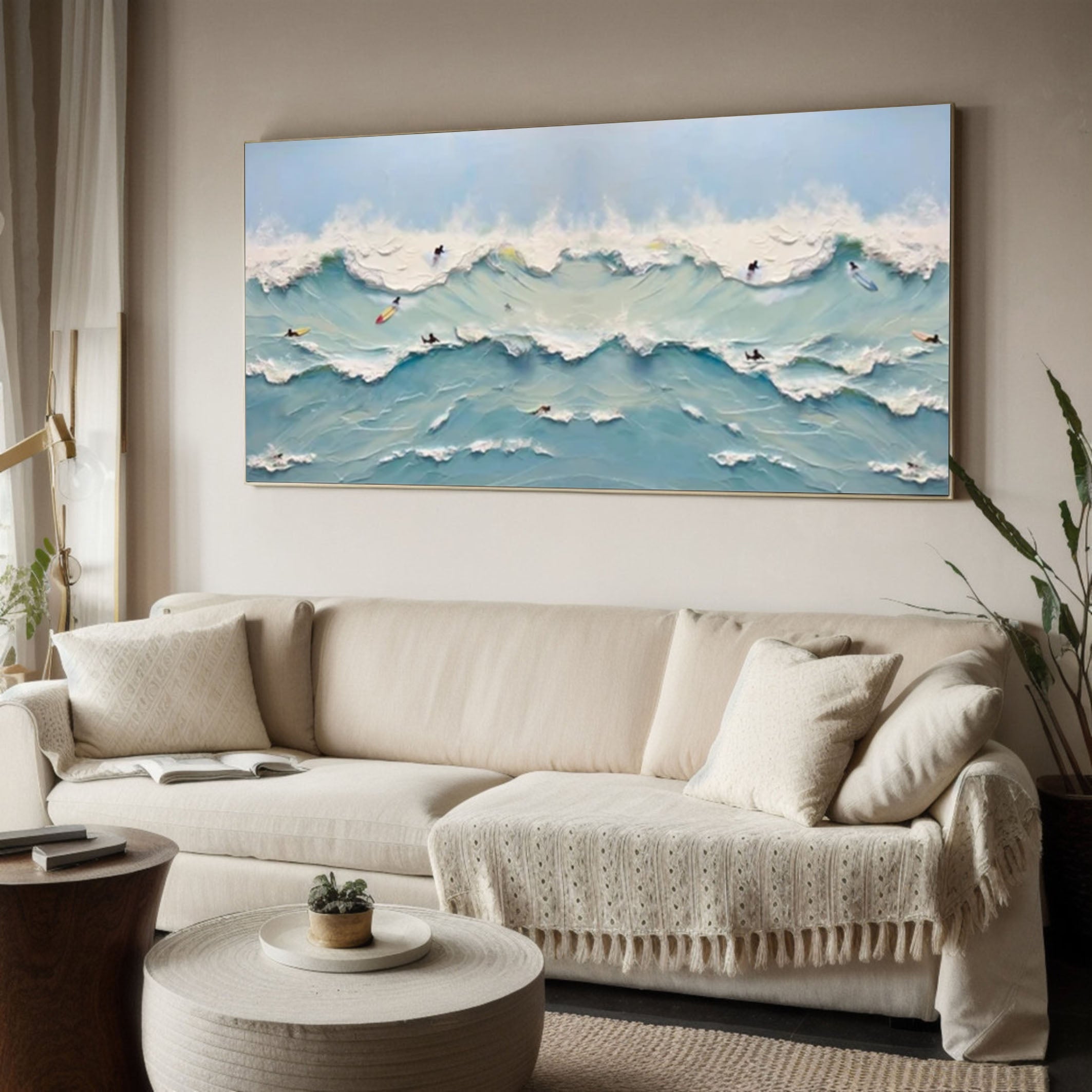 Surfer Ocean Wave Canvas Vibrant Coastal Wall Art for Room Decor #OP064
