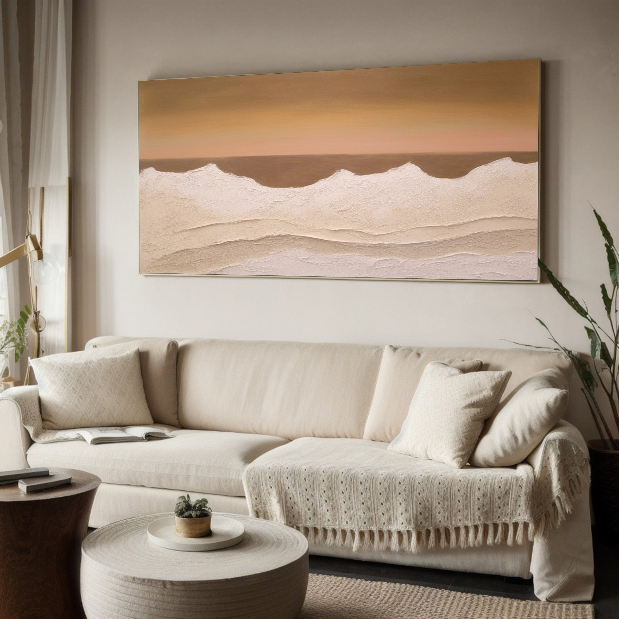 Desert Horizon Calm: Modern Landscape, Textured Wall Art #MM532