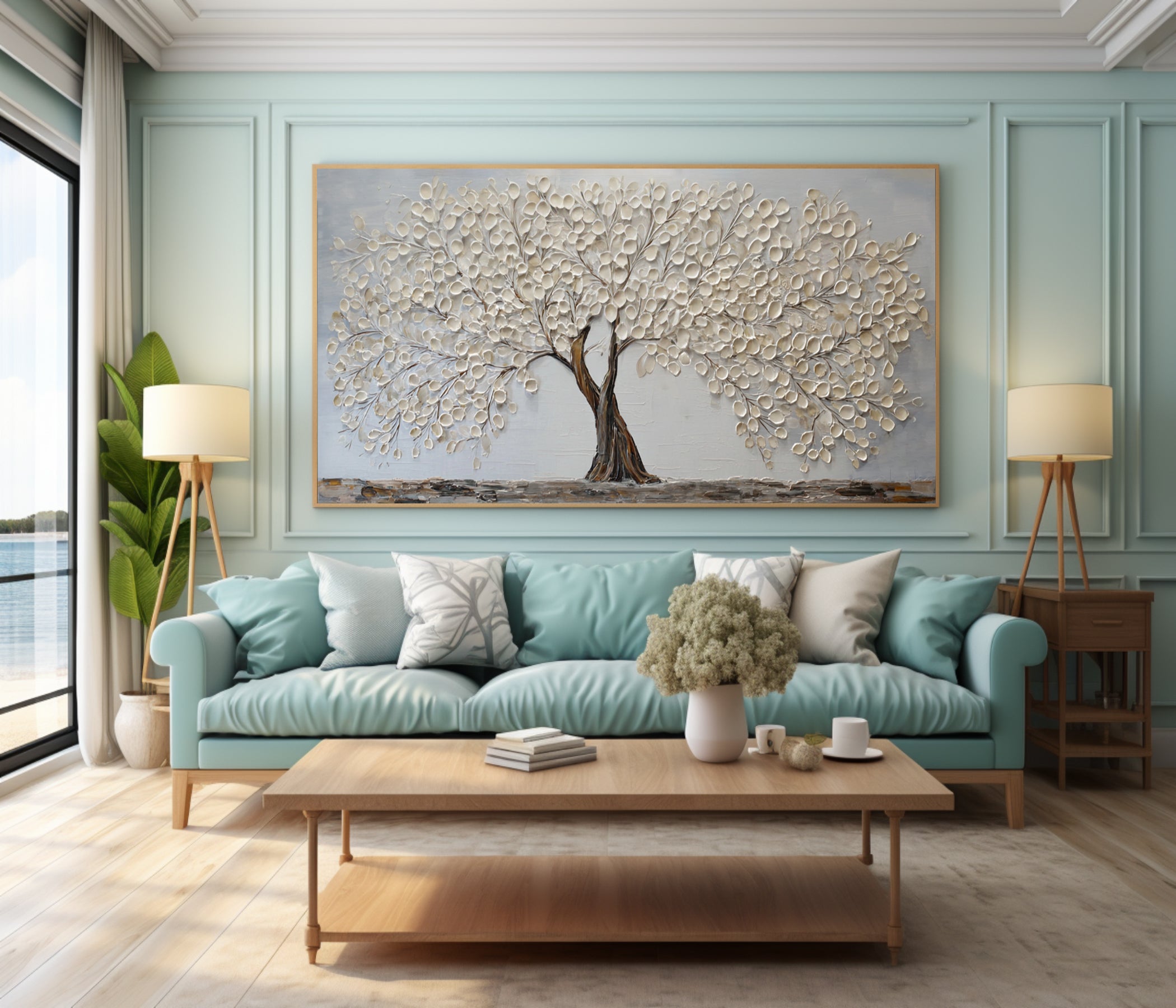 Large Abstract Tree Painting Elegant Home Interiors #AG 091