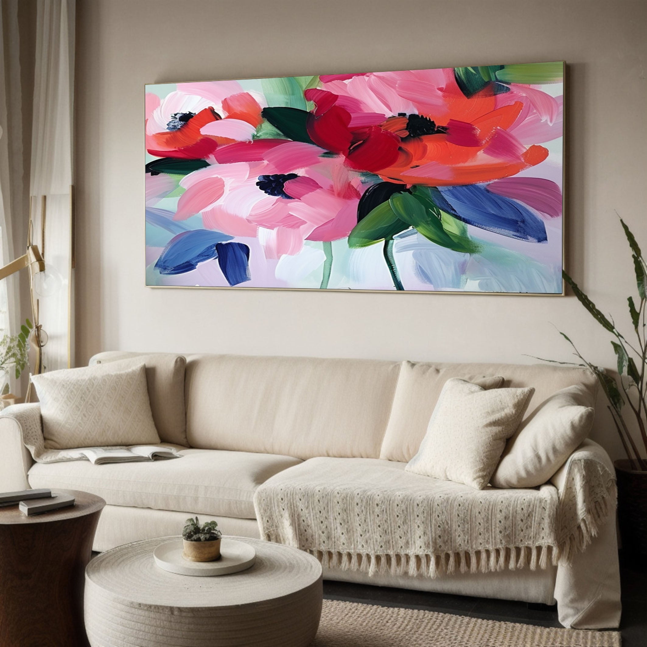 Large Floral Painting for Minimalist Home Decoration #FB017