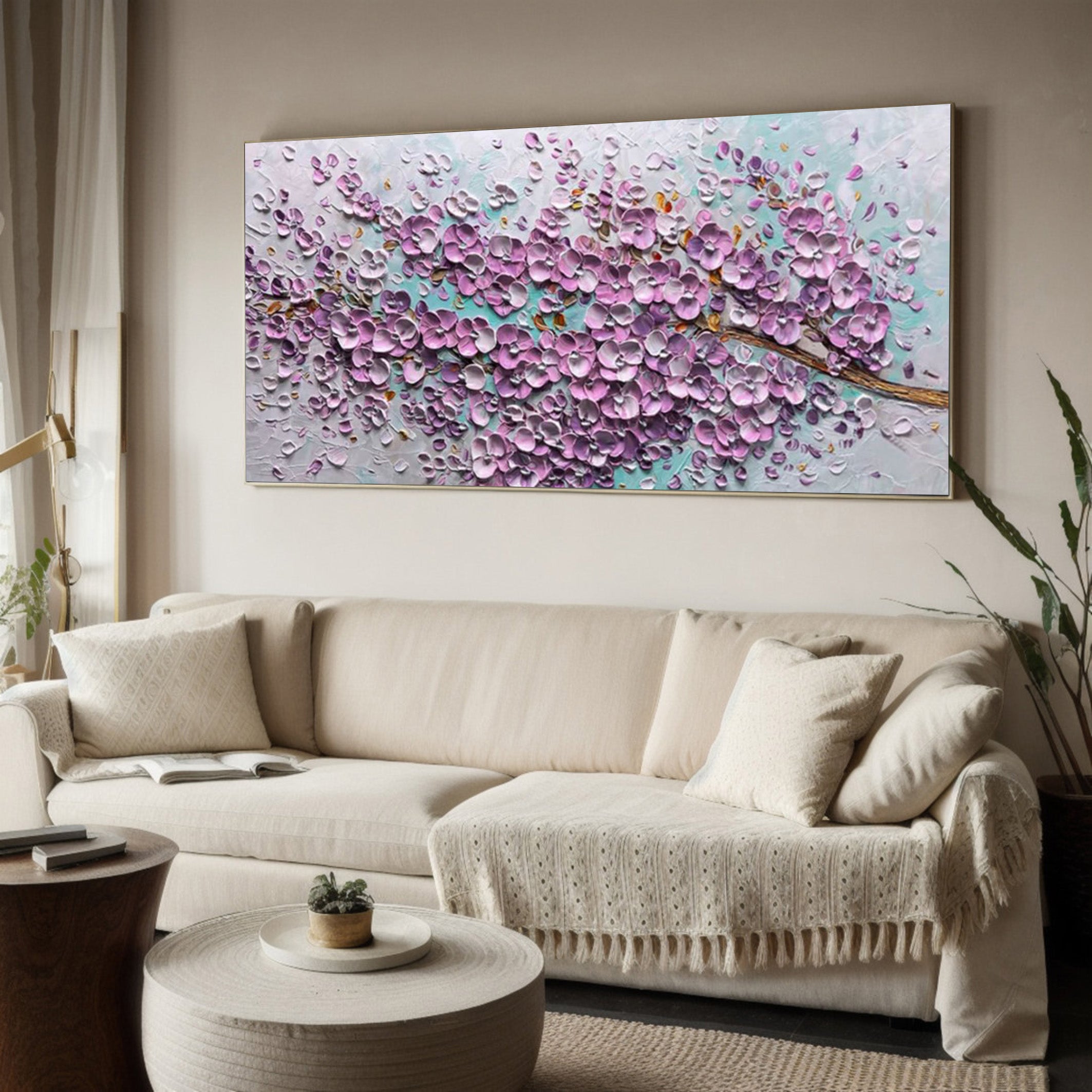 Sakura Bloom: Textured Impasto Blossoms, Vibrant Floral Art #MM513