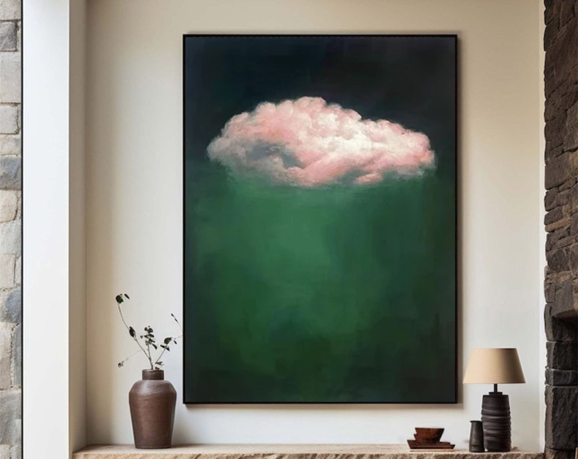 Dreamy Green Cloud Art for Living Room Decor #SP008