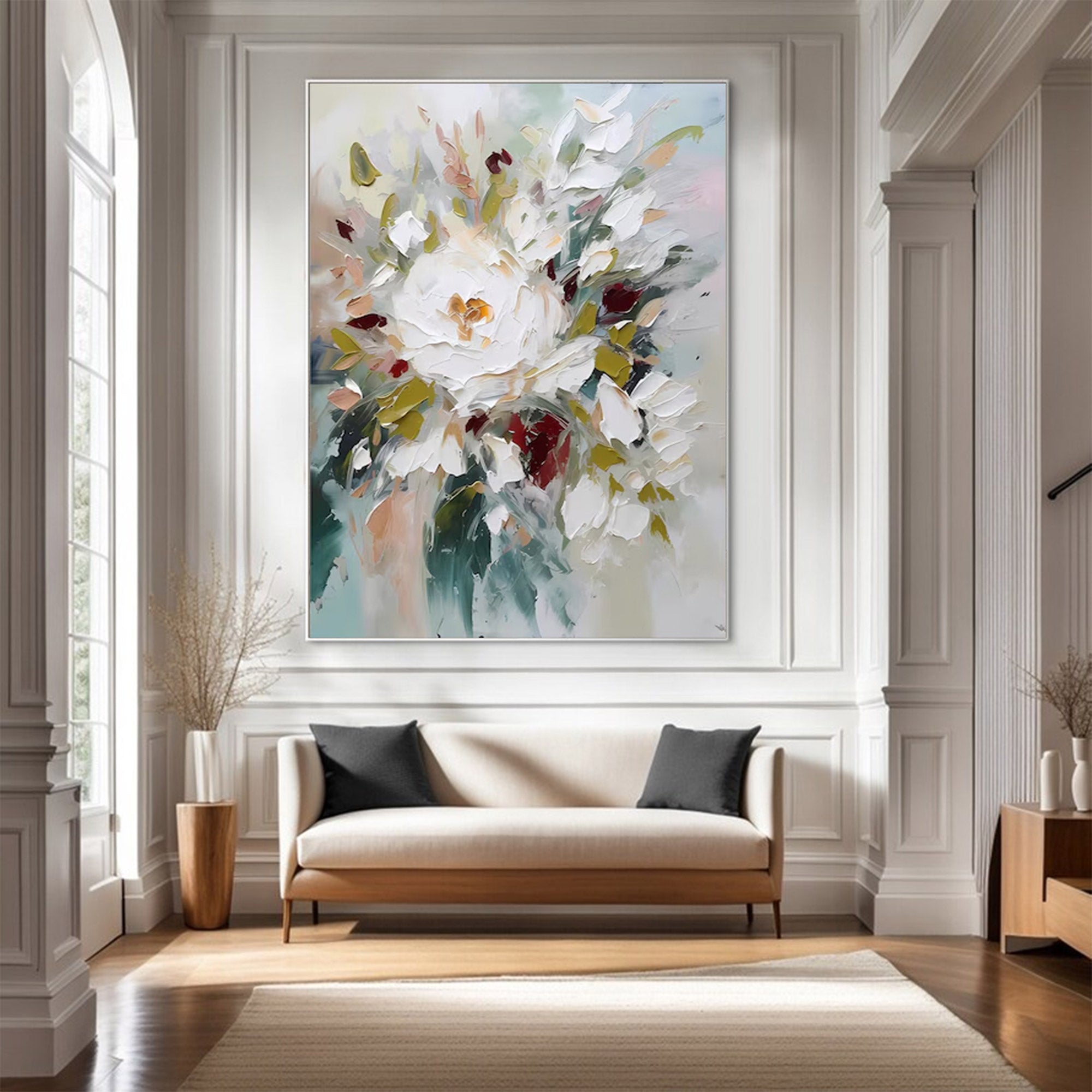 Large White Flower Canvas Art | KelorArt #AG 108