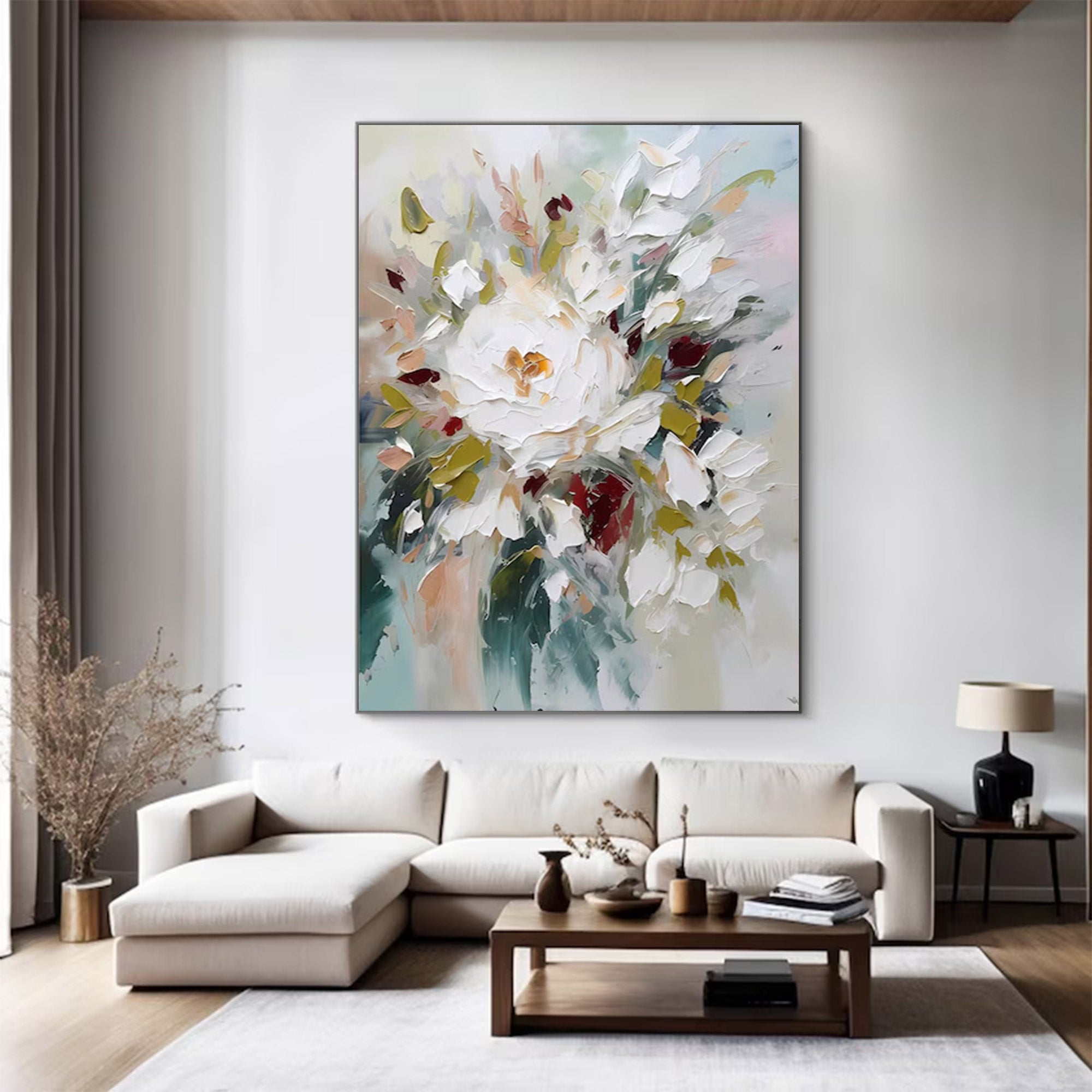 Large White Flower Canvas Art | KelorArt #AG 108